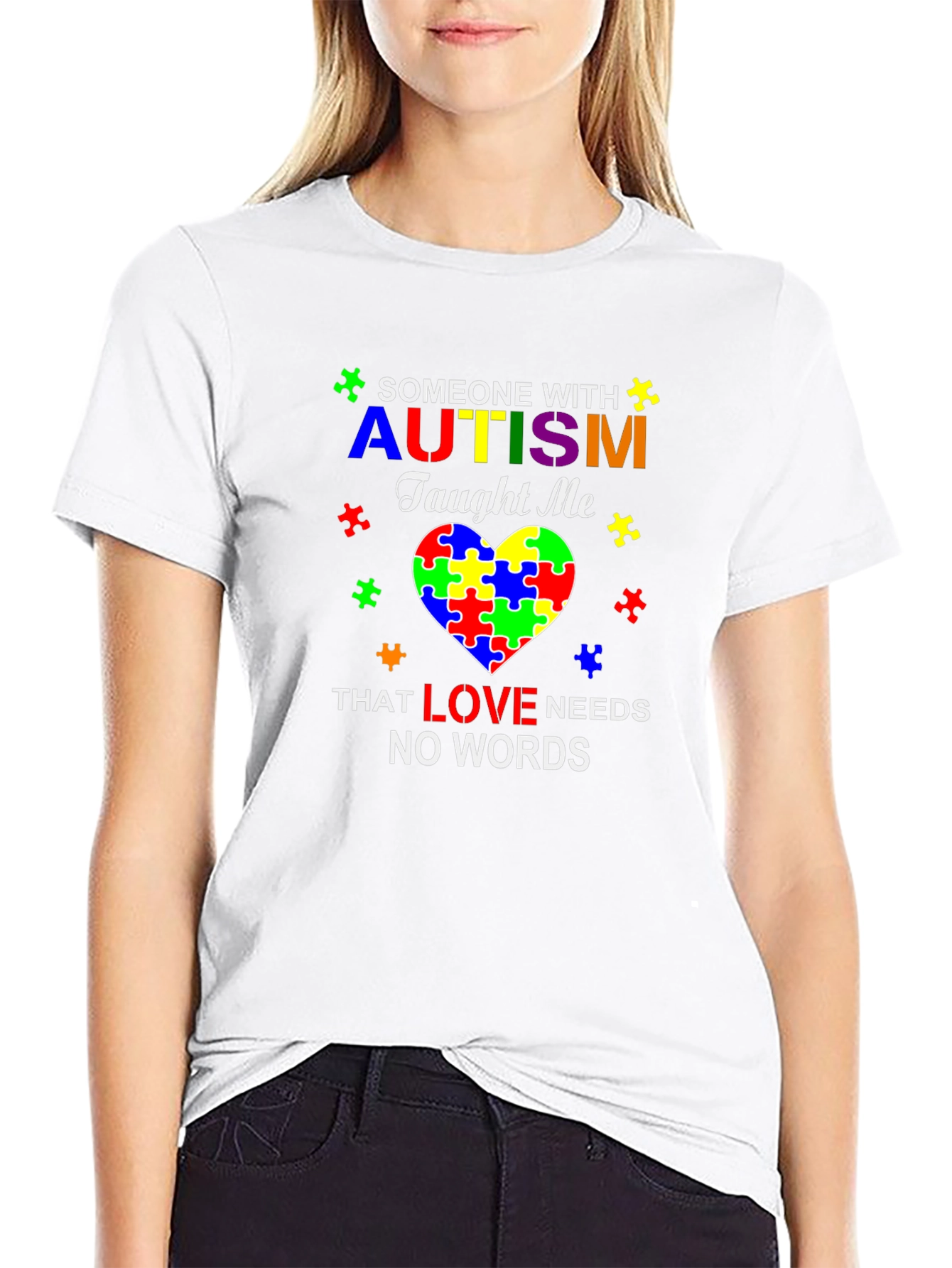 Autism Awareness T-Shirt: Love Needs No Words Puzzle Piece