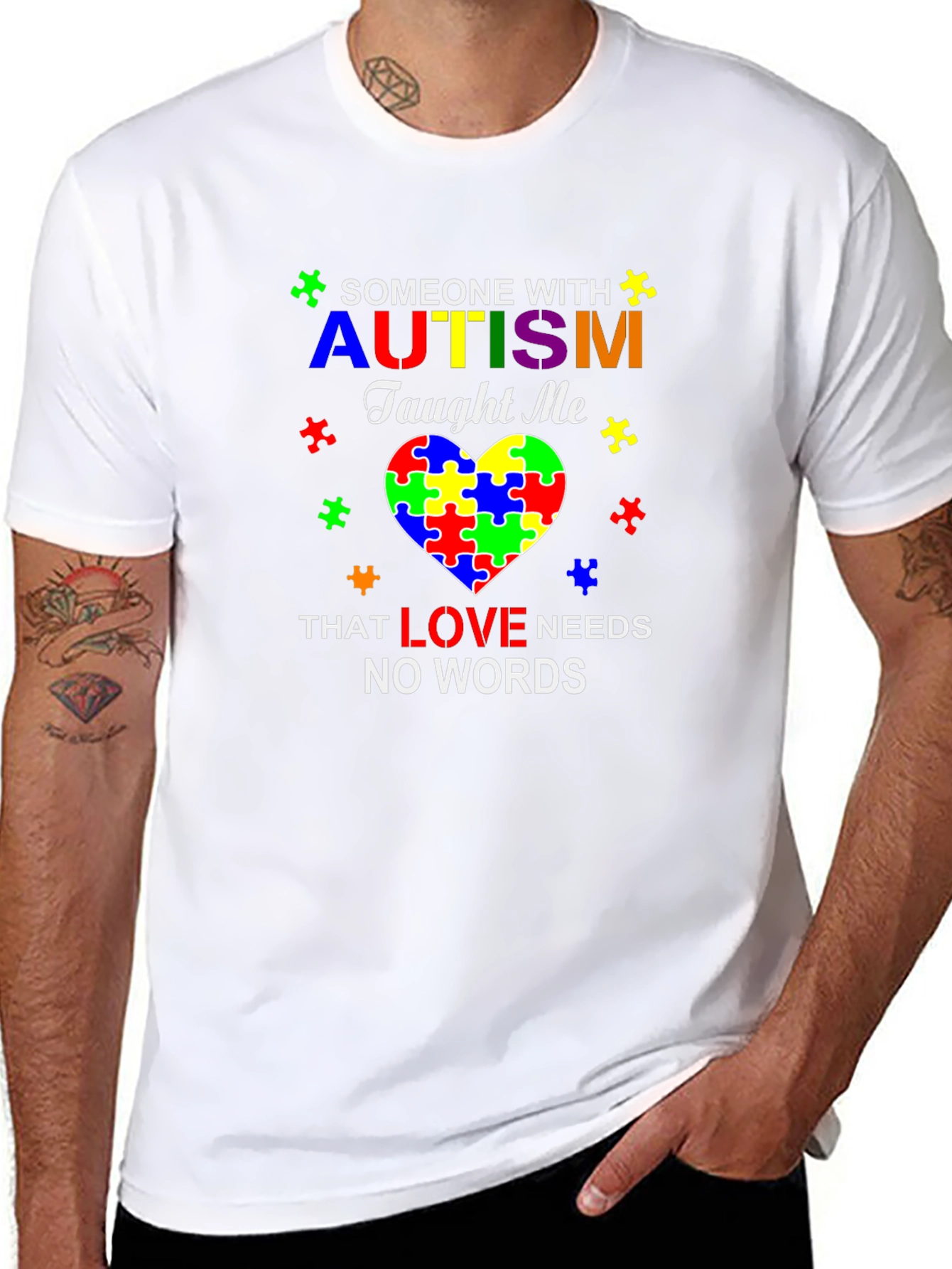 Autism Awareness T-Shirt: Love Needs No Words Puzzle Piece