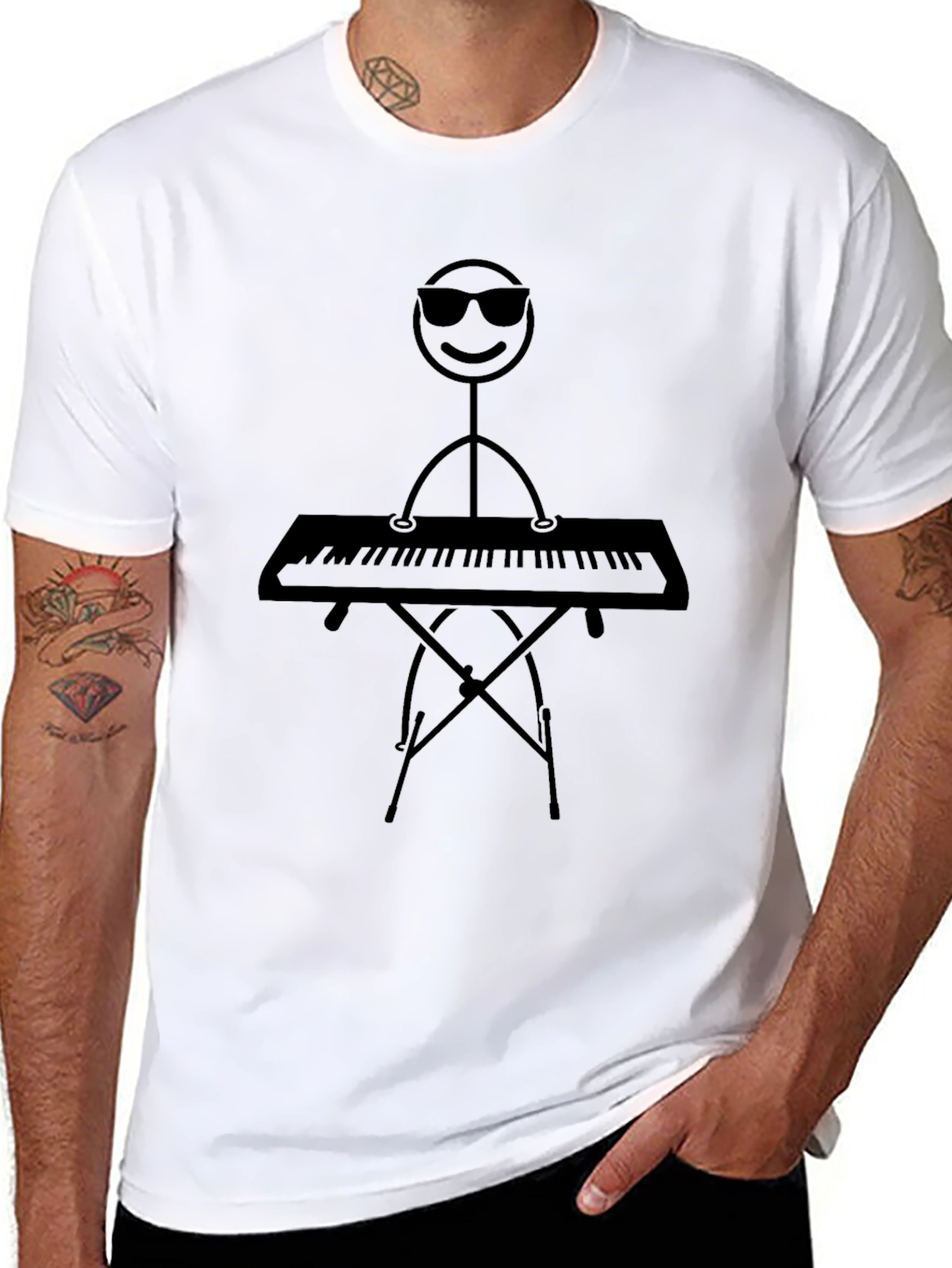 Cool Stick Figure Keyboardist Tee