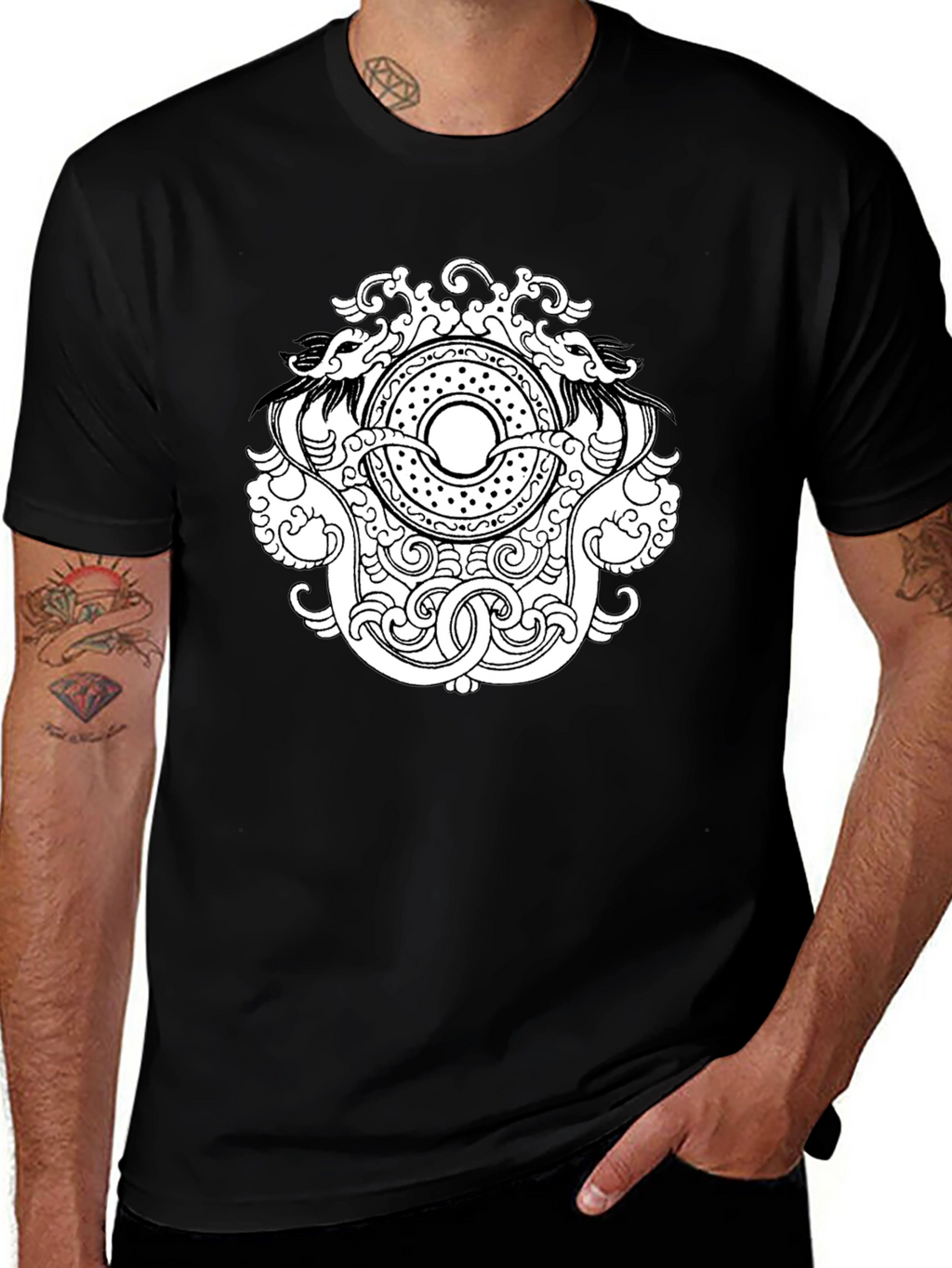 Dragon Circle Graphic Tee - Black