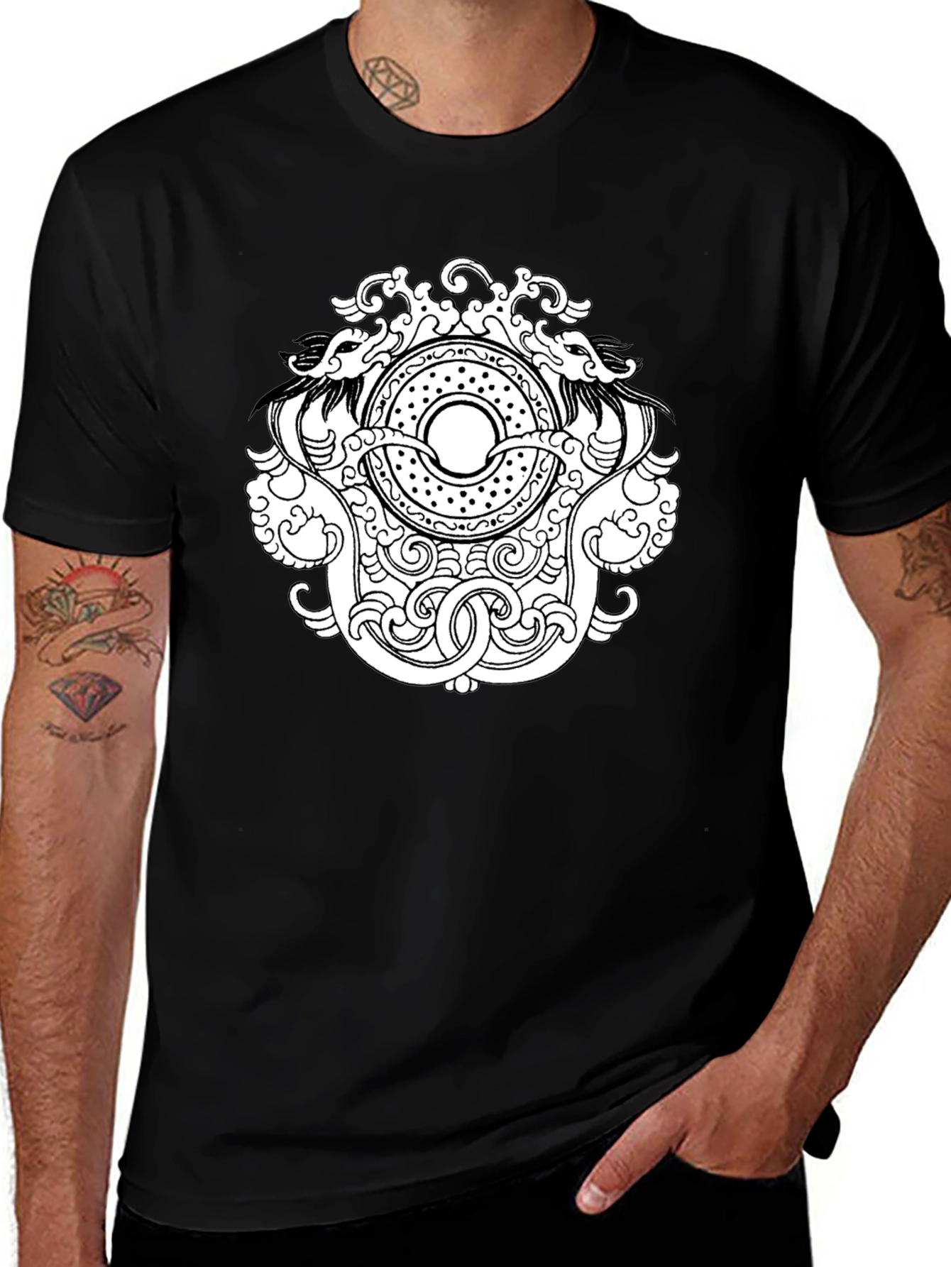 Dragon Circle Graphic Tee - Black