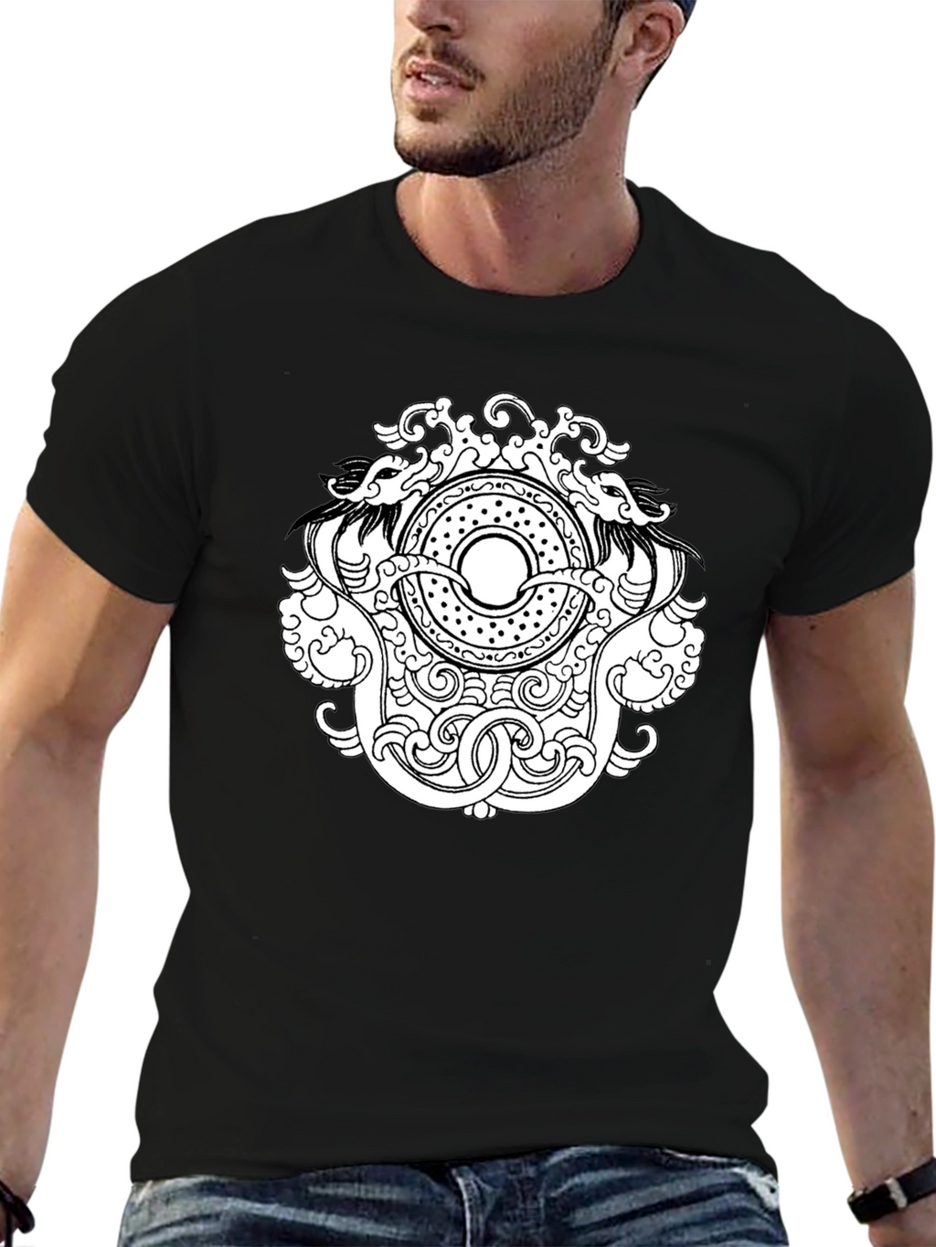 Dragon Circle Graphic Tee - Black
