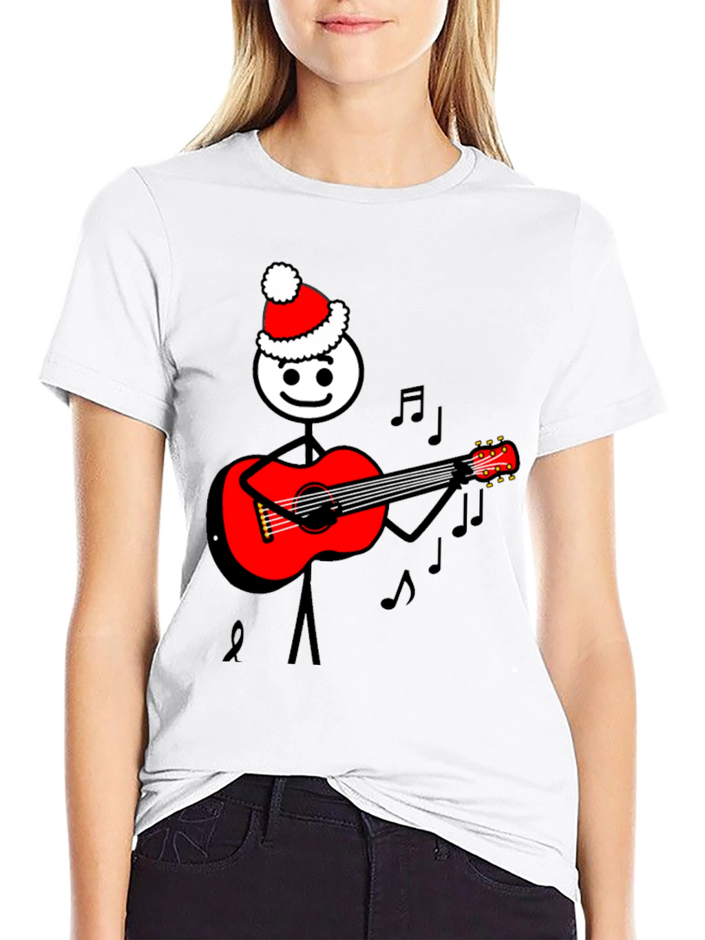 Christmas Stick Figure Guitarist T-Shirt