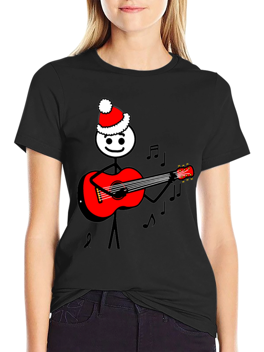 Christmas Stick Figure Guitarist T-Shirt