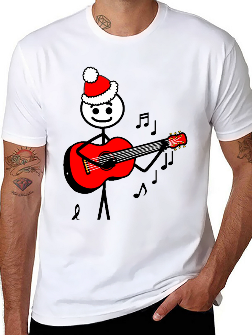 Christmas Stick Figure Guitarist T-Shirt