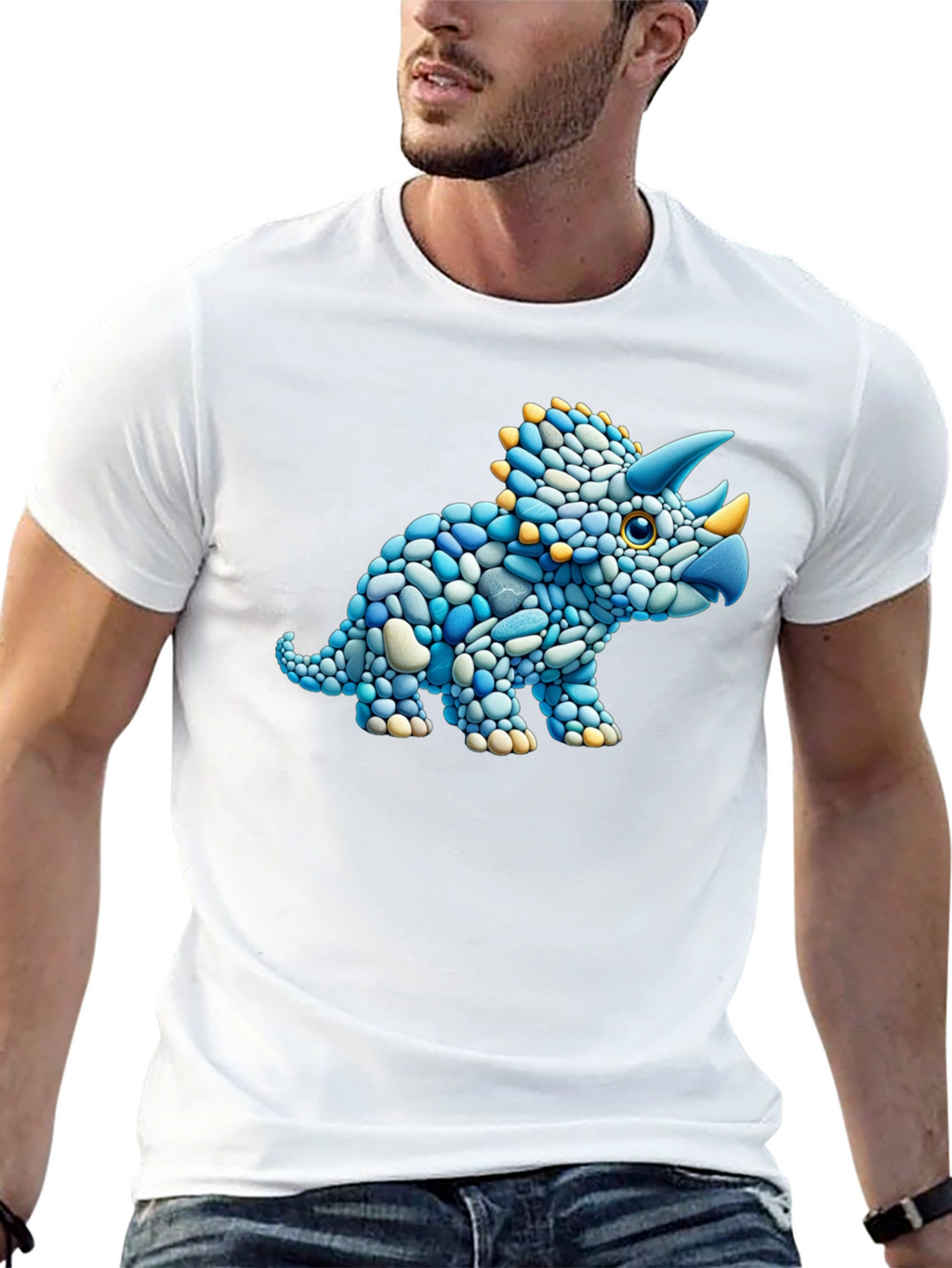 Dino Stone Art Graphic Tee - Black