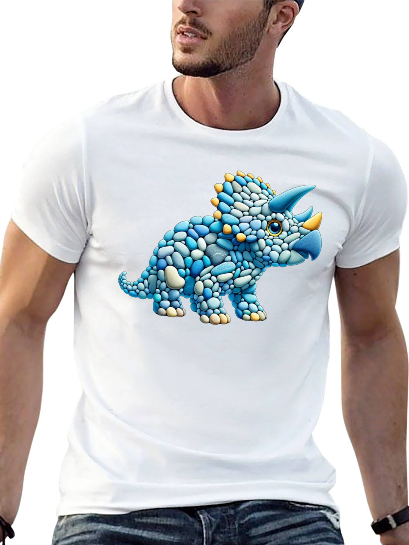 Dino Stone Art Graphic Tee - Black