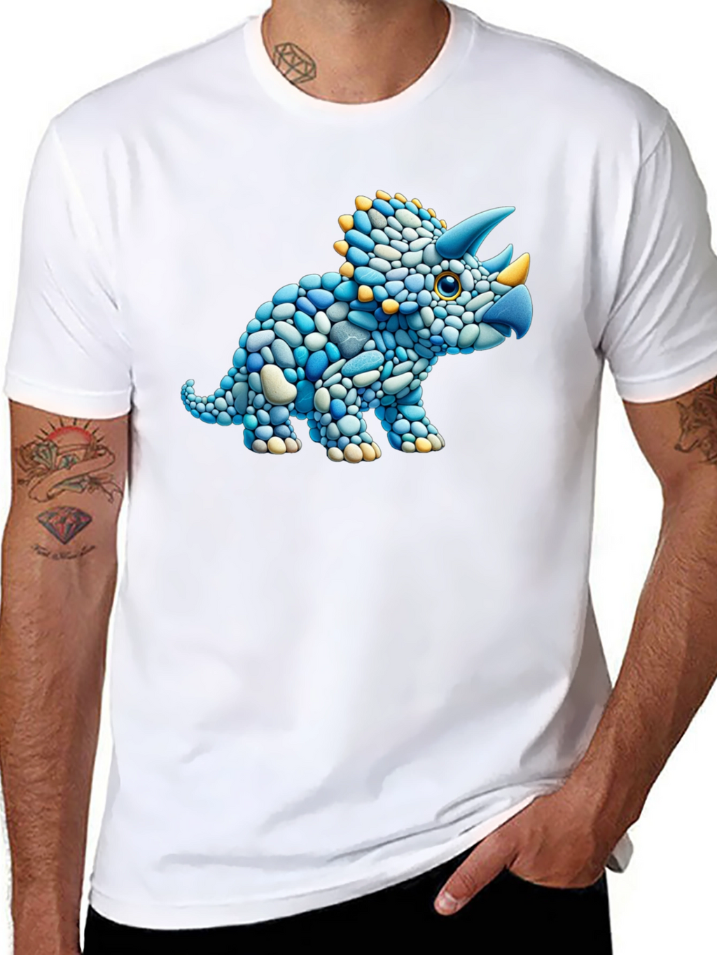 Dino Stone Art Graphic Tee - Black