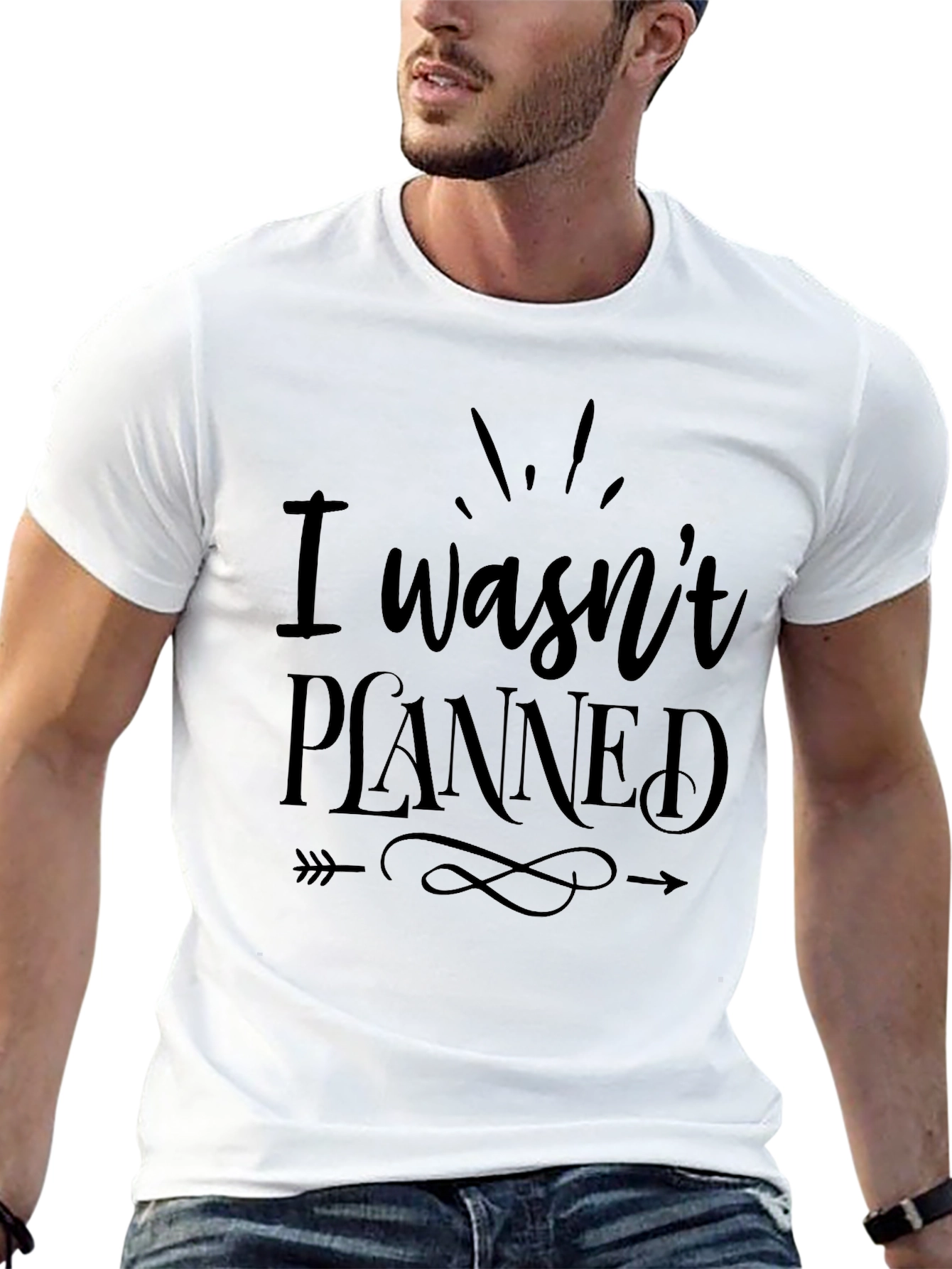 I Wasnt Planned Graphic Tee - Mens Black Cotton T-Shirt