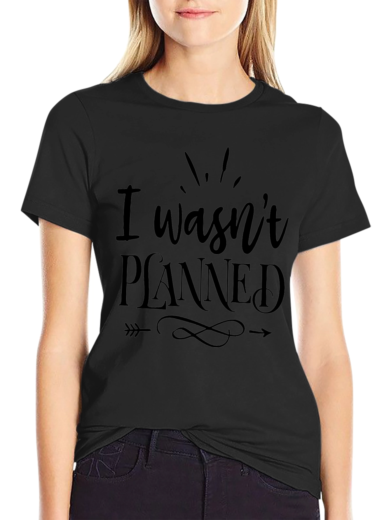 I Wasnt Planned Graphic Tee - Mens Black Cotton T-Shirt