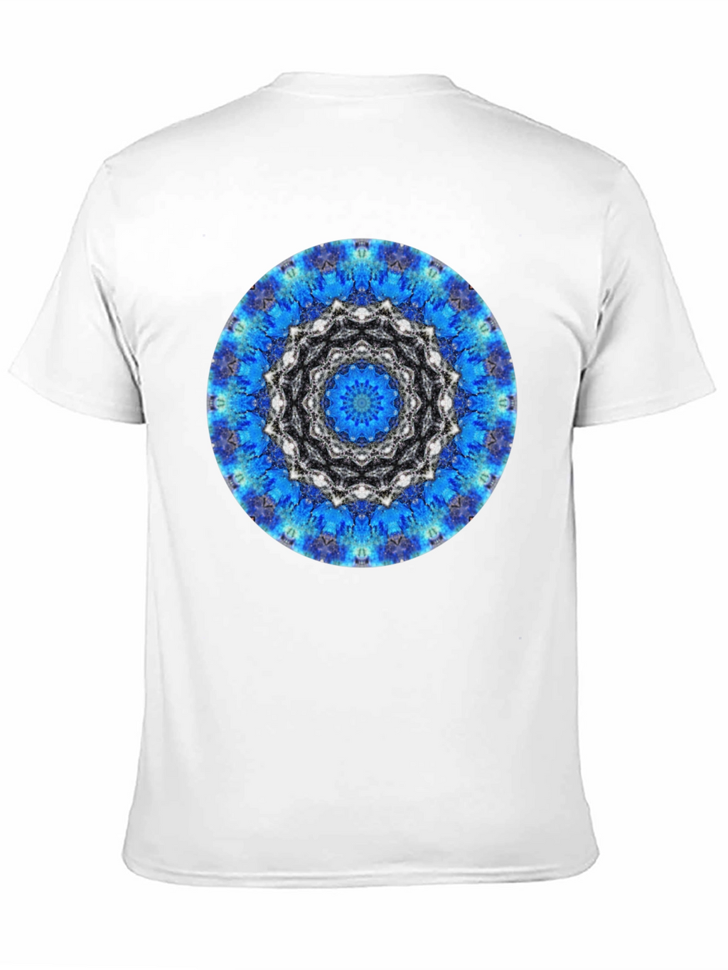 Blue Mandala Graphic Print Mens Black T-Shirt