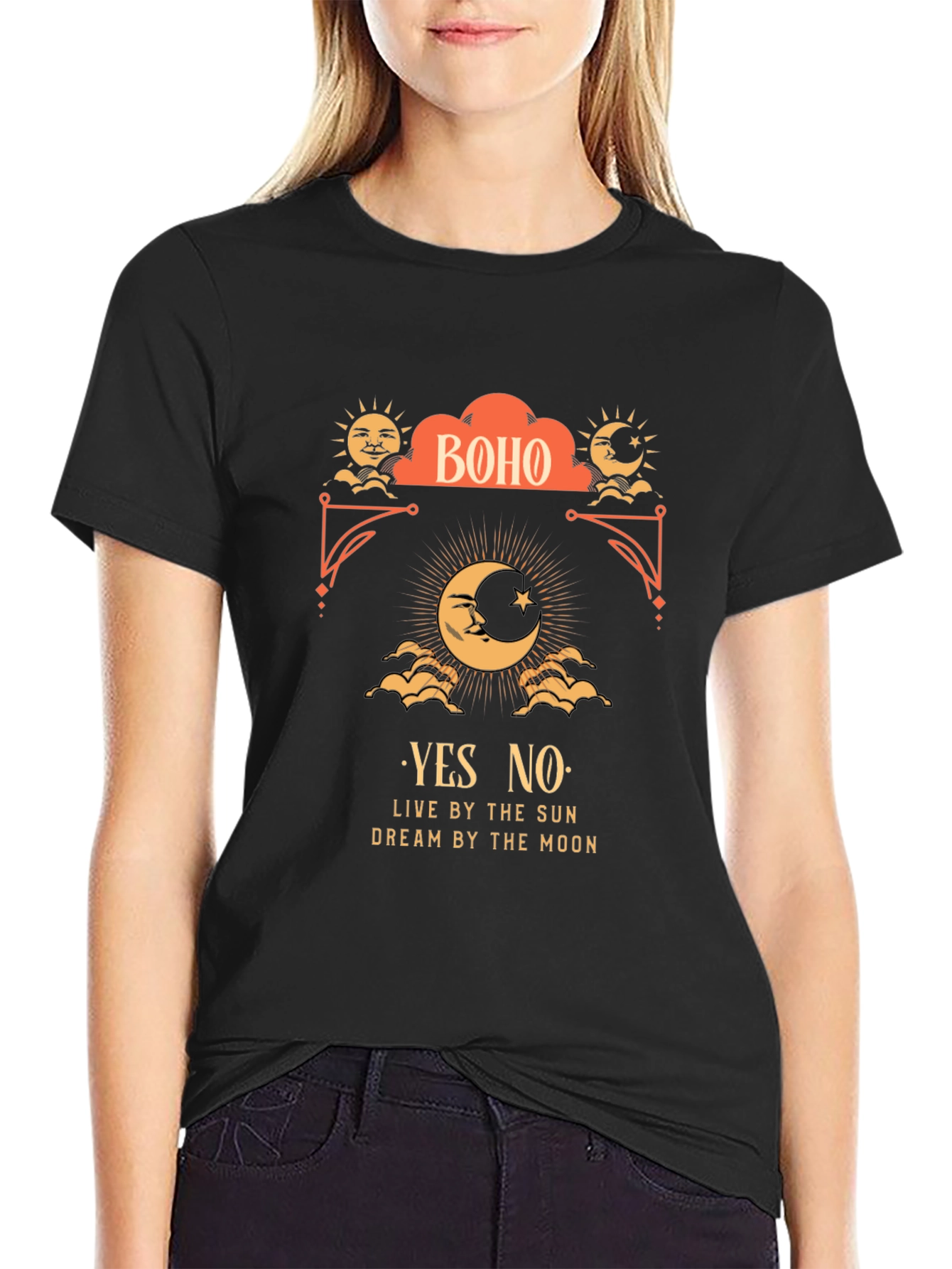Boho Sun & Moon Graphic Tee - Live by the Sun Dream by the Moon