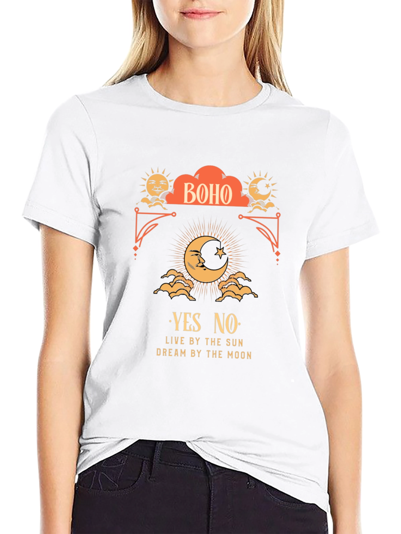 Boho Sun & Moon Graphic Tee - Live by the Sun Dream by the Moon