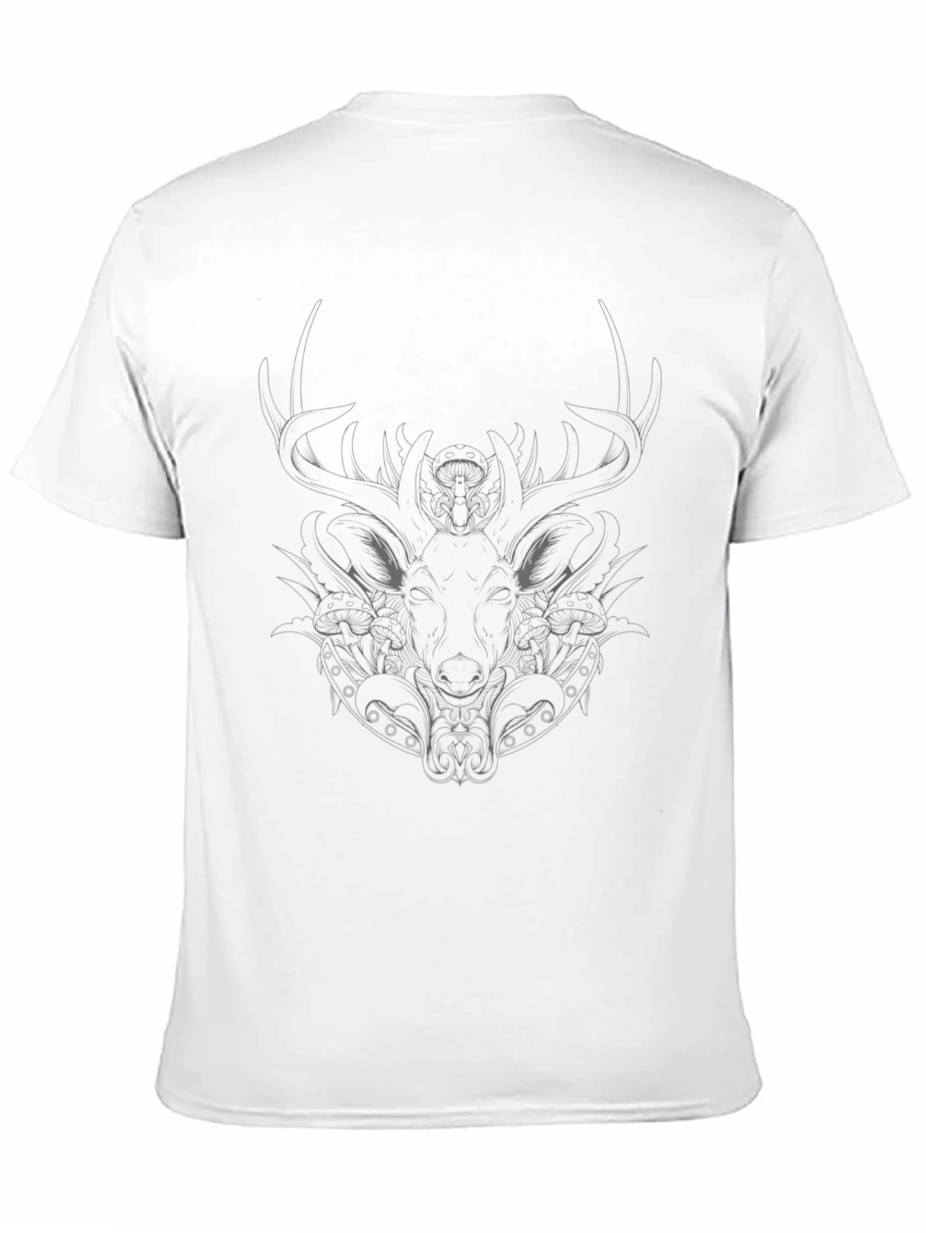 Black T-Shirt with Stylized Stag Design
