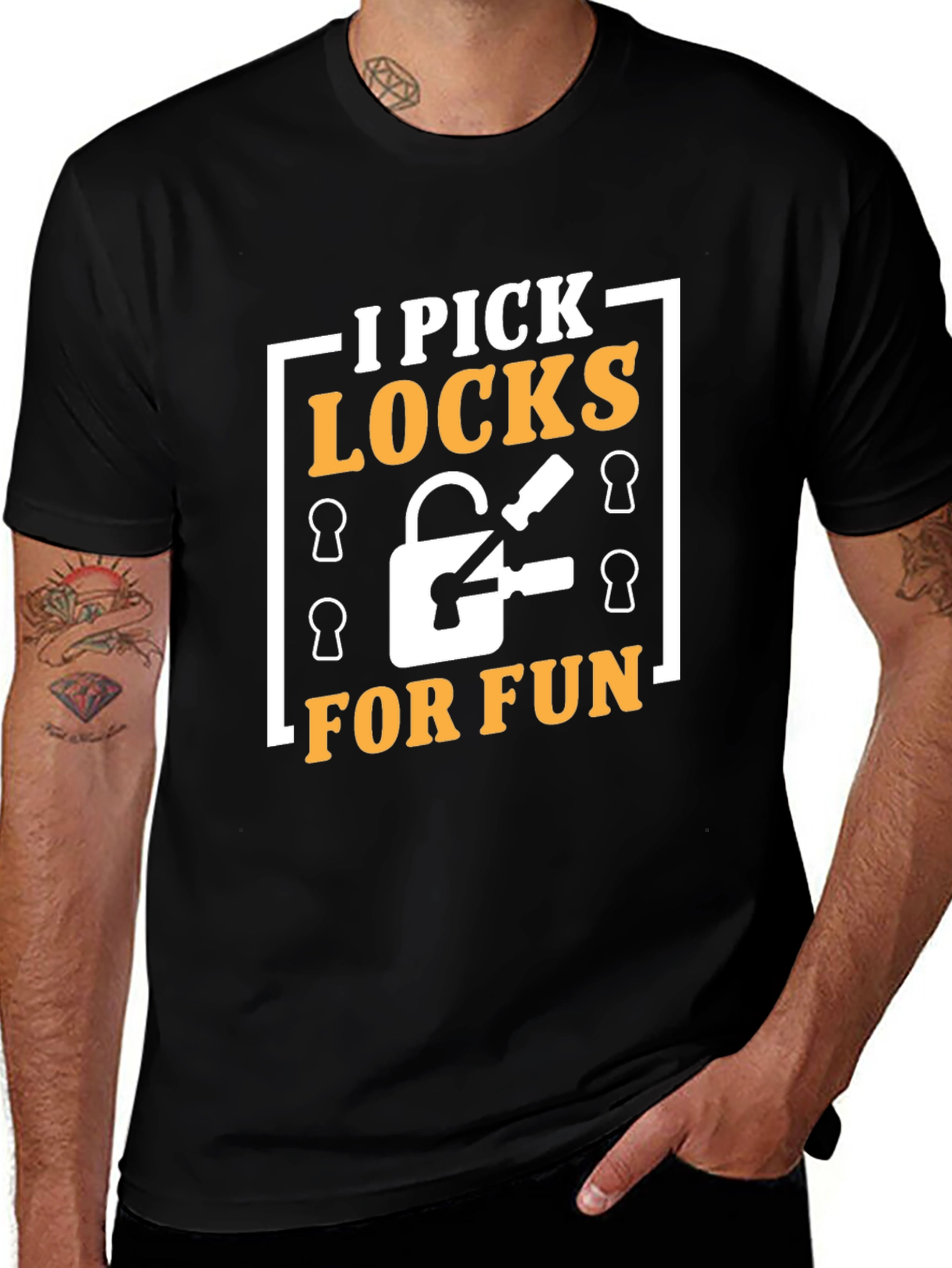 I Pick Locks For Fun Black Graphic Tee
