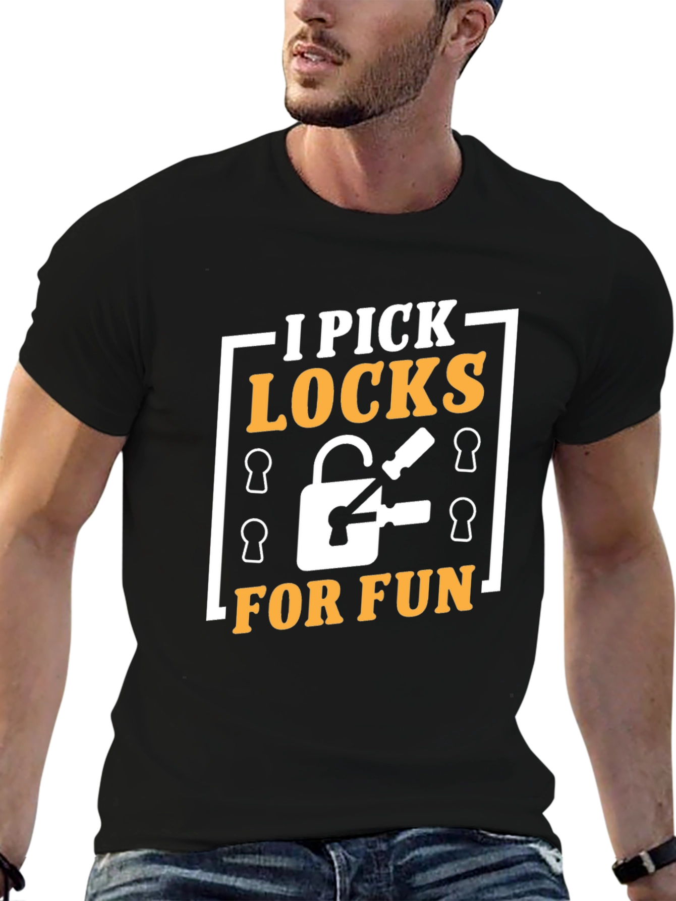 I Pick Locks For Fun Black Graphic Tee