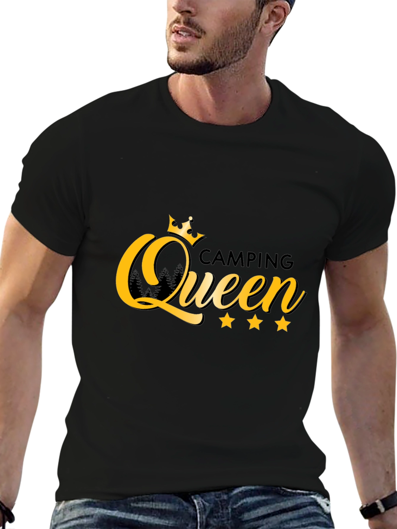 Camping Queen Graphic Tee - Black