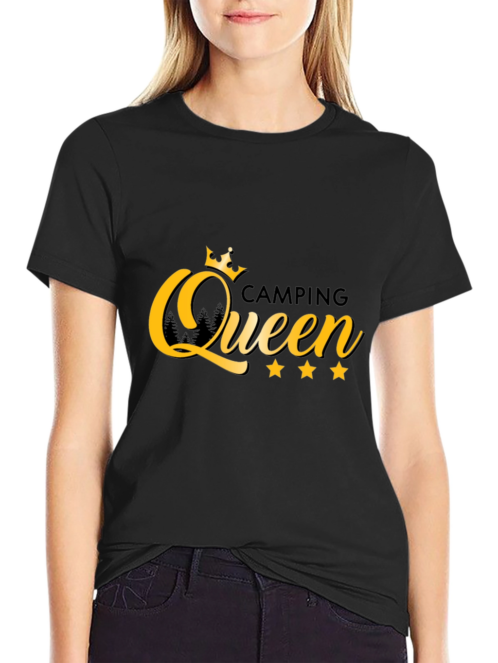 Camping Queen Graphic Tee - Black