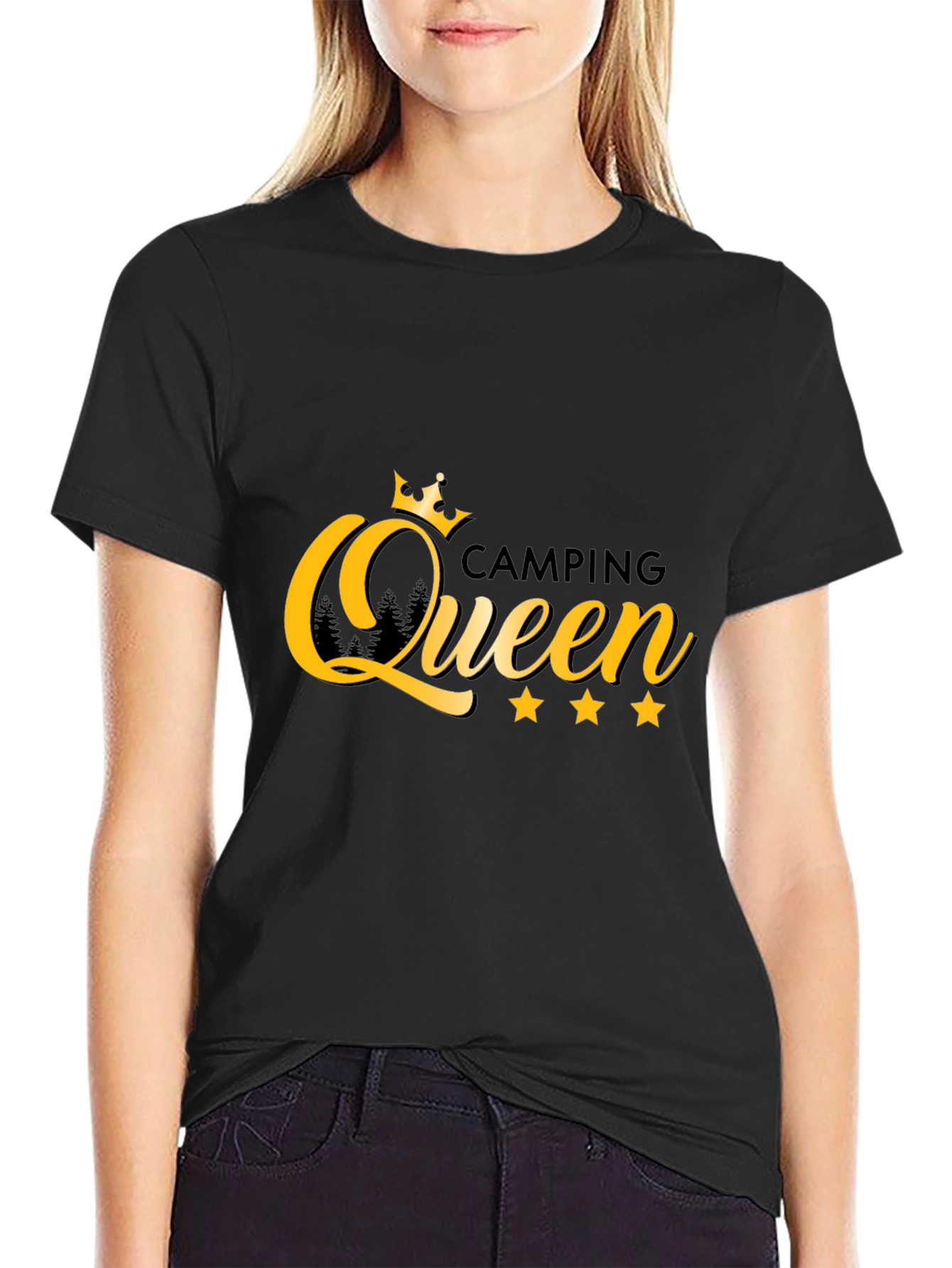 Camping Queen Graphic Tee - Black