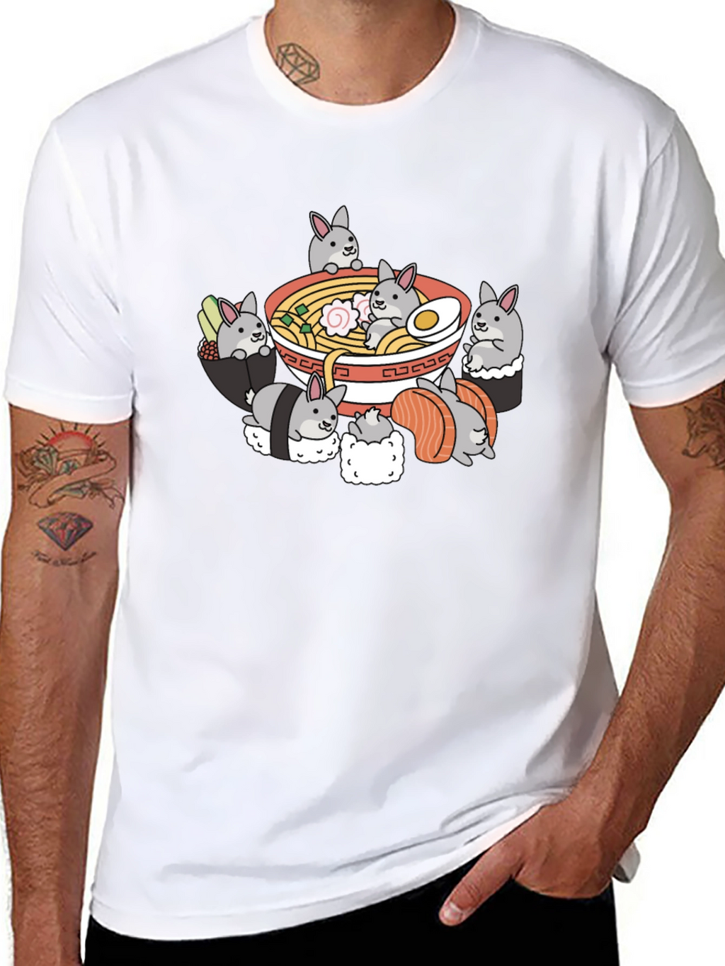 Bunny Sushi Ramen T-Shirt - Kawaii Style