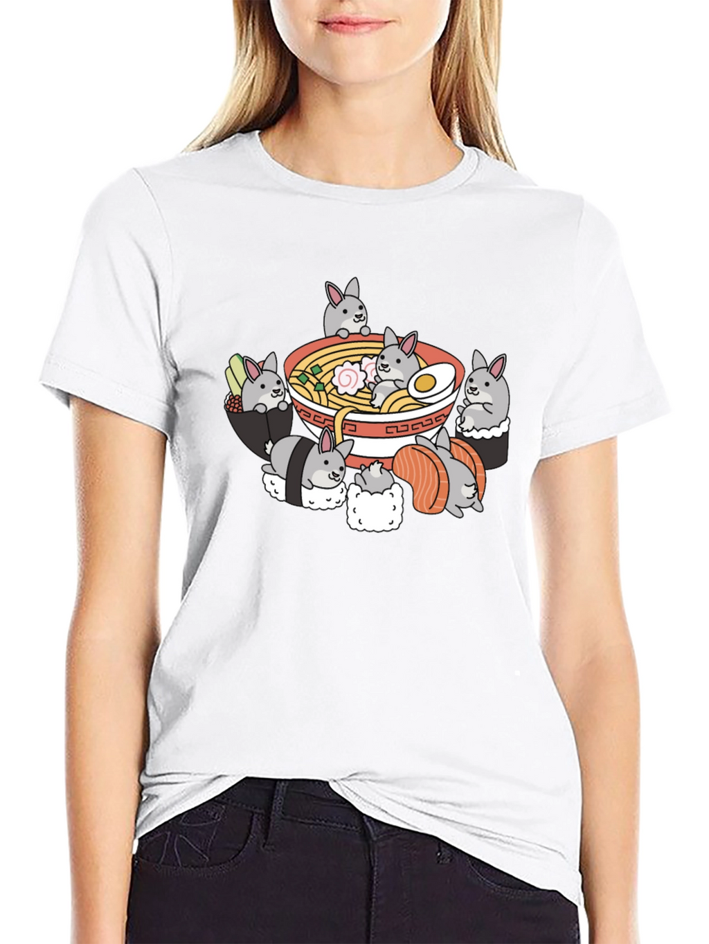 Bunny Sushi Ramen T-Shirt - Kawaii Style