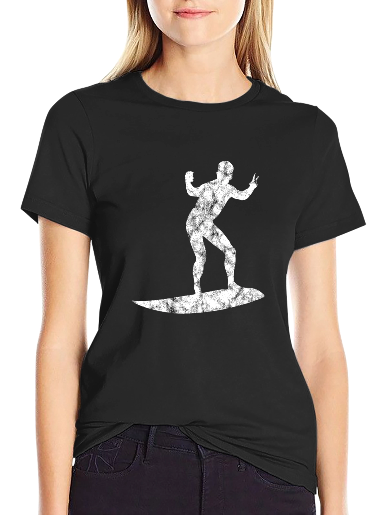 Surfer Graphic Tee - Black Cotton T-Shirt