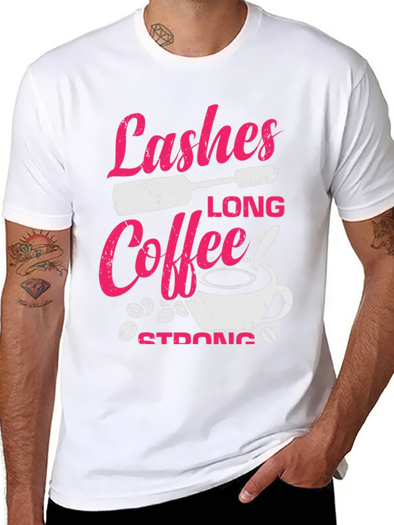 Lashes Long Coffee Strong Graphic T-Shirt