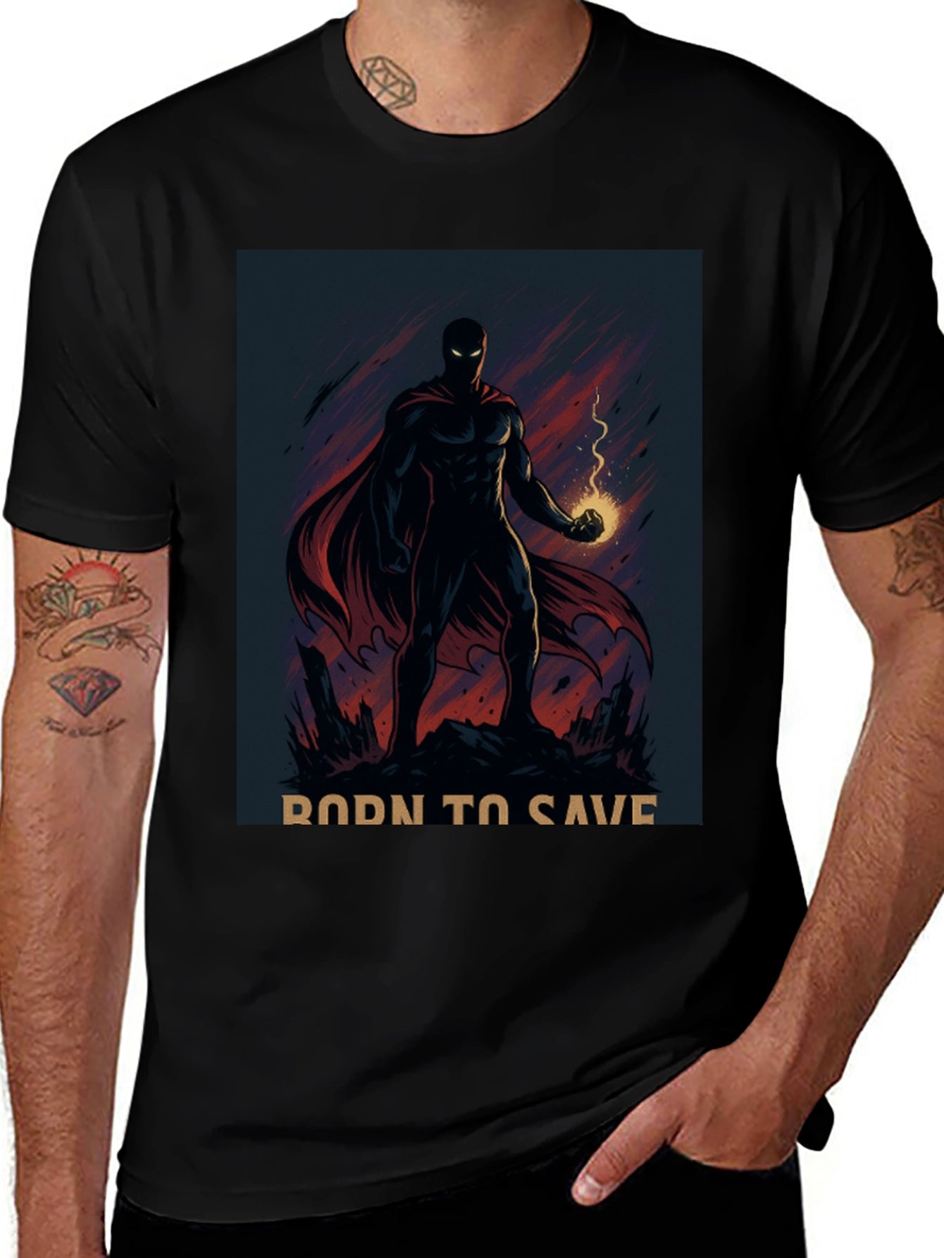 Born to Save Hero Graphic T-Shirt