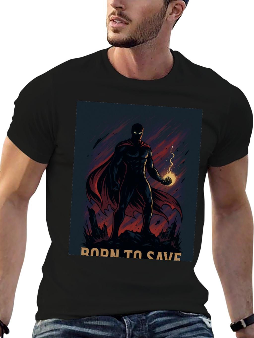 Born to Save Hero Graphic T-Shirt