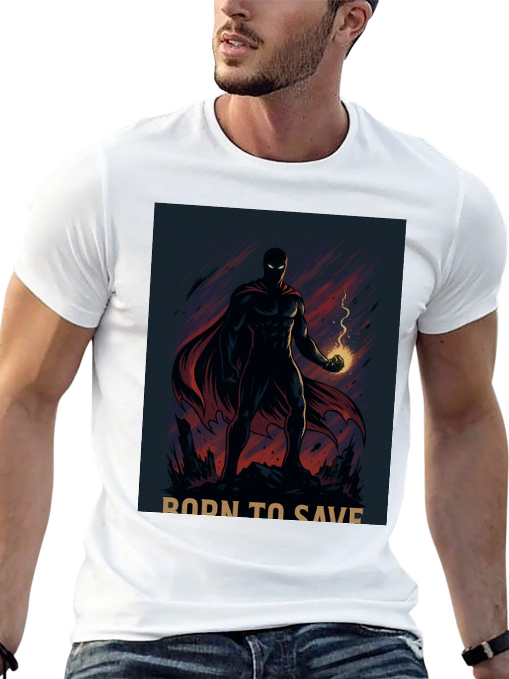 Born to Save Hero Graphic T-Shirt