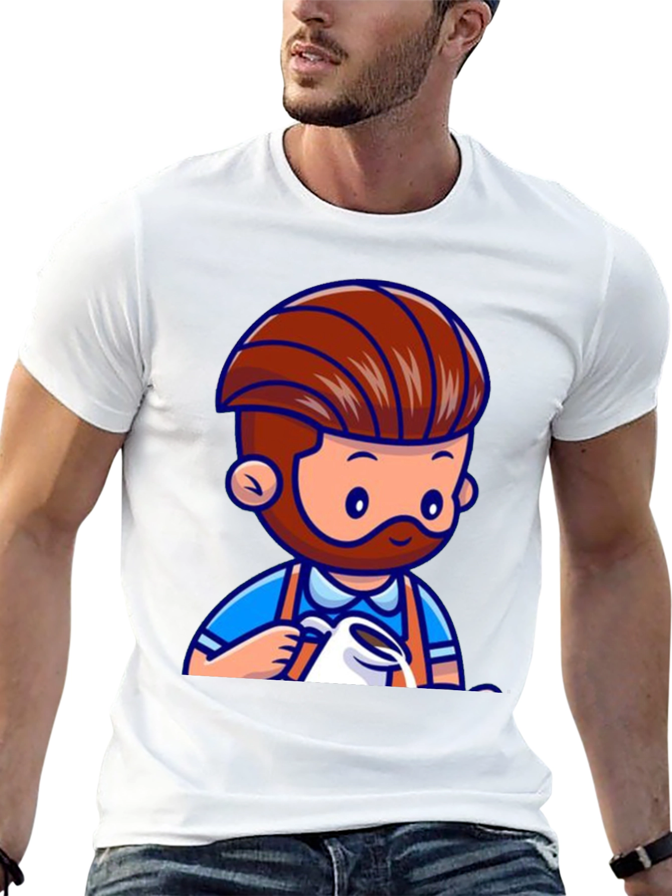 Barista Graphic Tee - Cartoon Coffee Lover T-Shirt