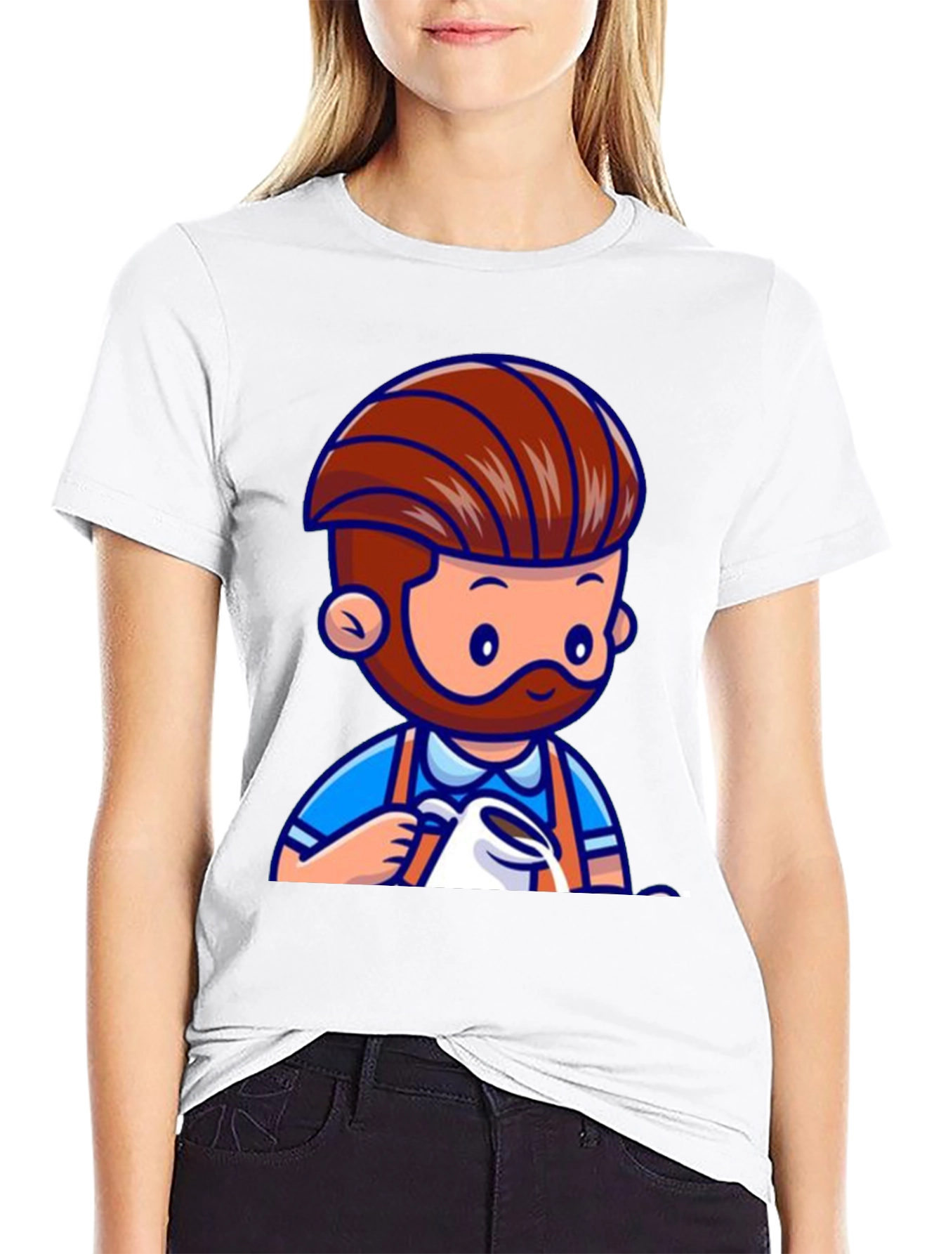 Barista Graphic Tee - Cartoon Coffee Lover T-Shirt