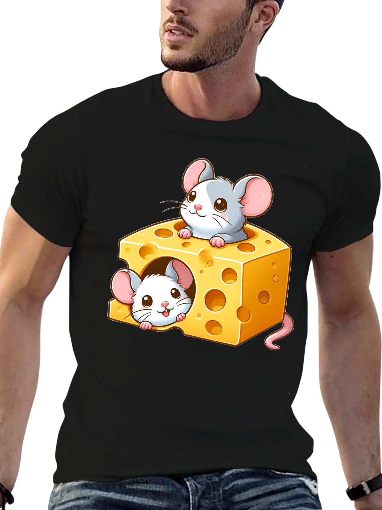 Cute Mice Cheese T-Shirt - Cartoon Graphic Tee