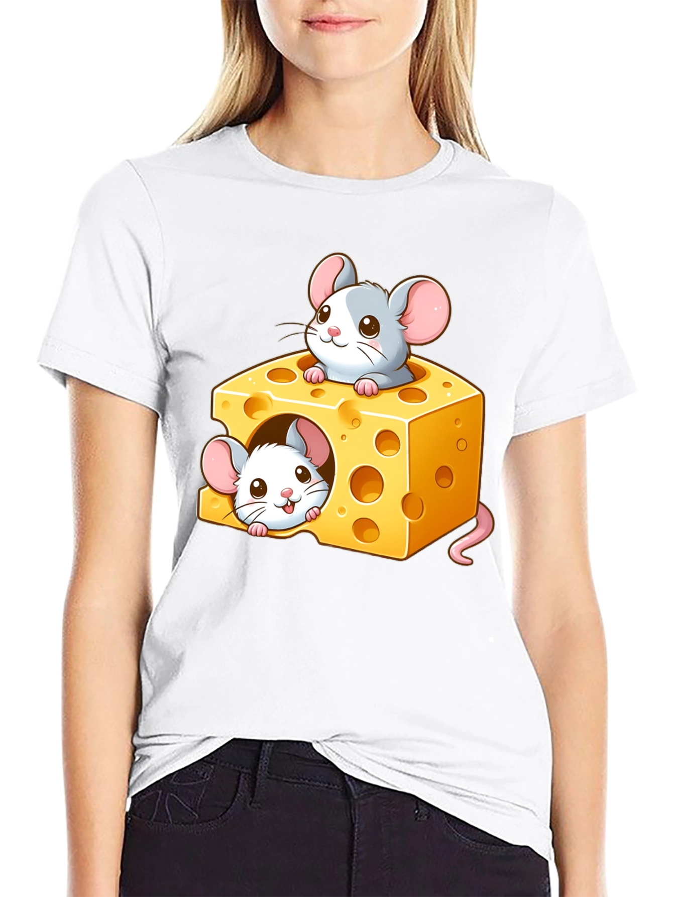Cute Mice Cheese T-Shirt - Cartoon Graphic Tee