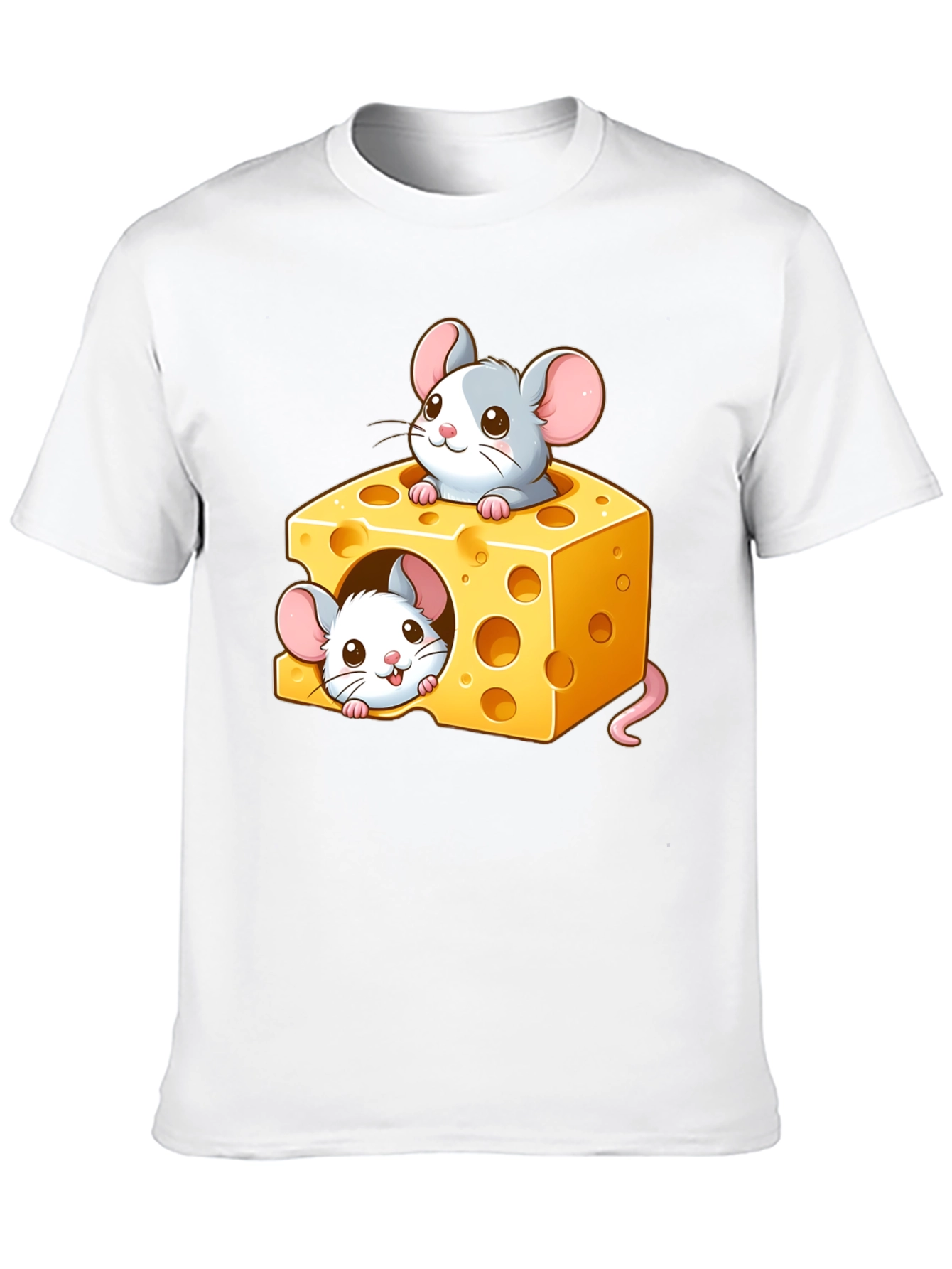 Cute Mice Cheese T-Shirt - Cartoon Graphic Tee