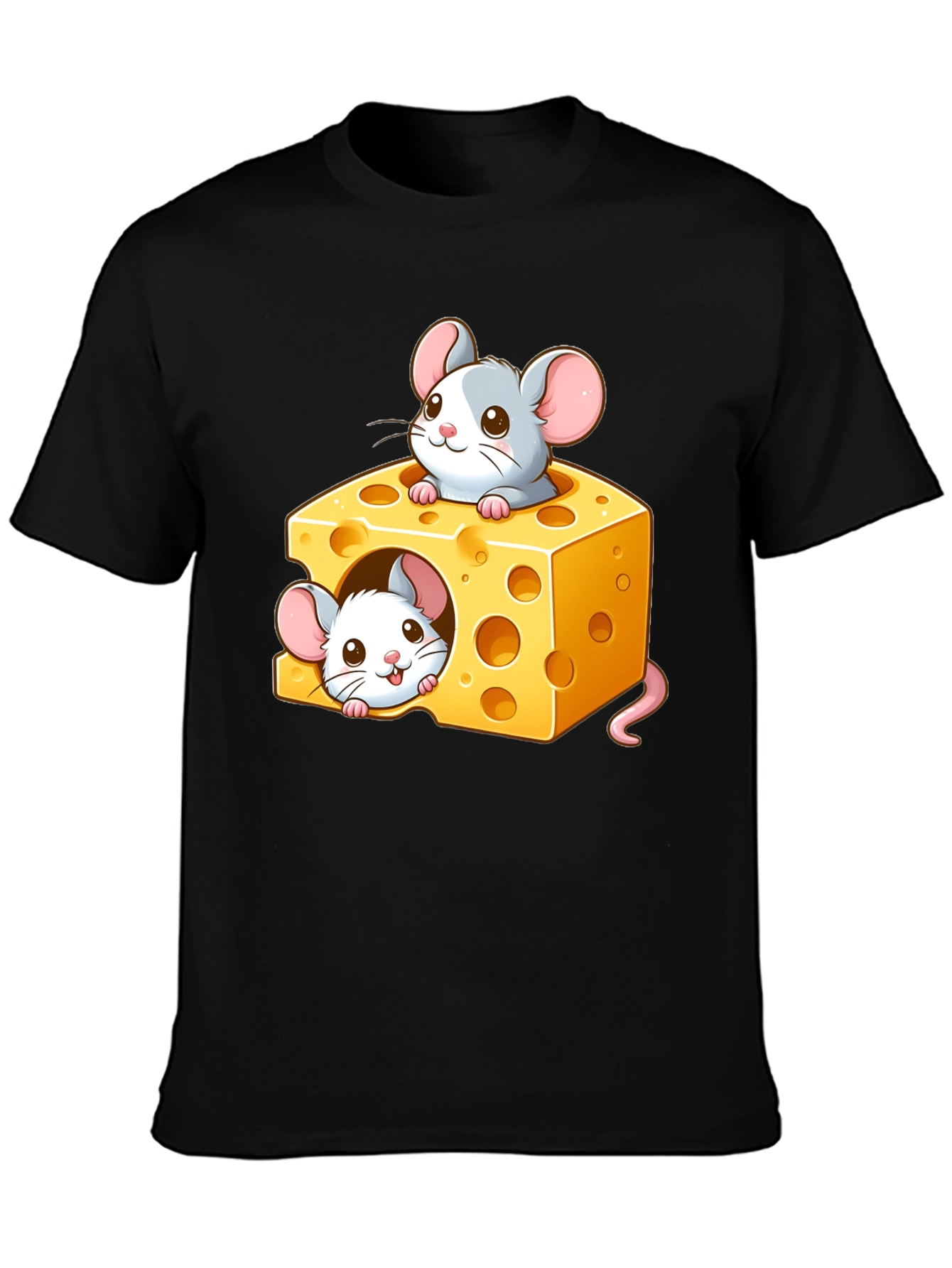 Cute Mice Cheese T-Shirt - Cartoon Graphic Tee