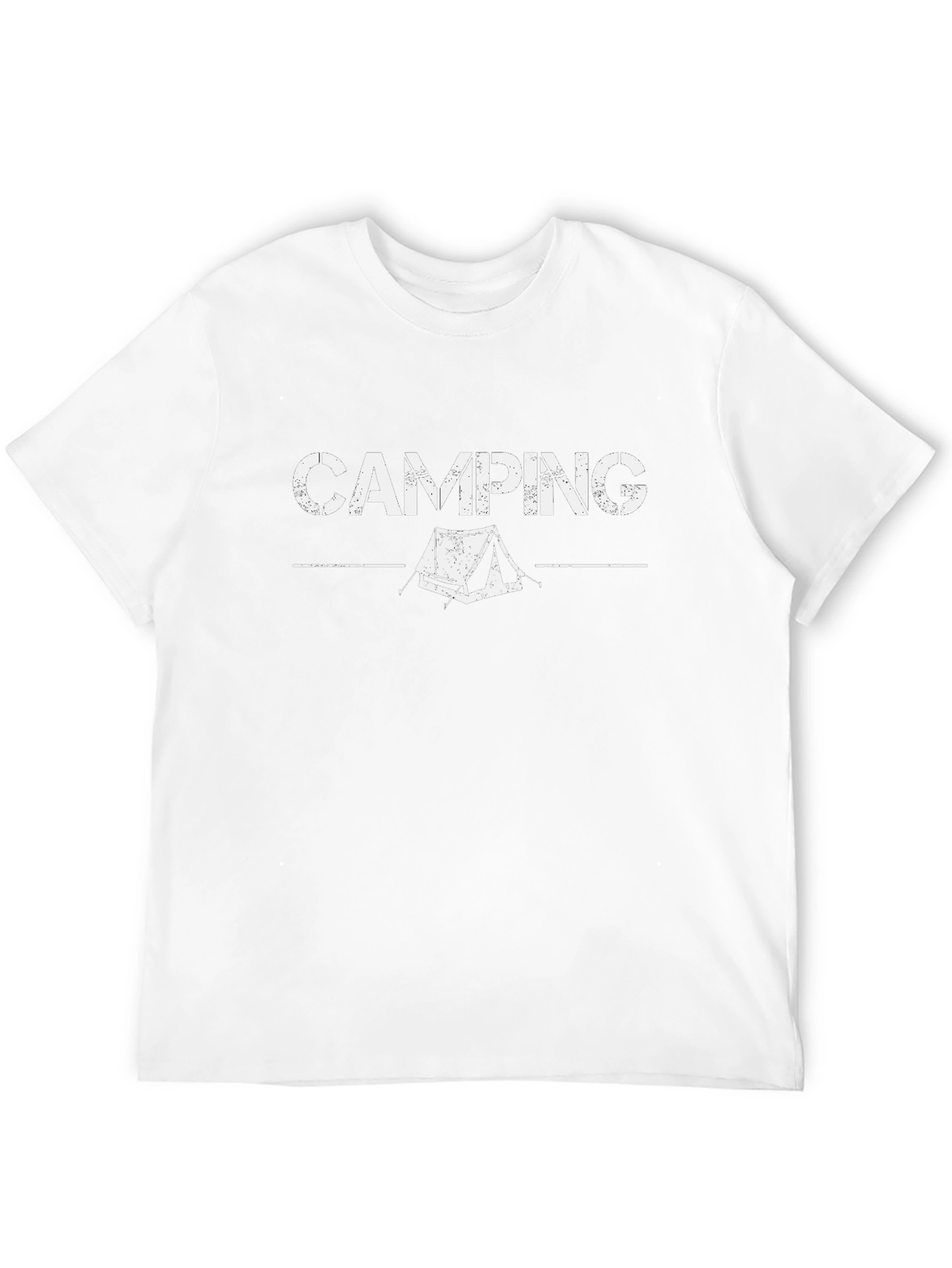 Camping Tent Graphic Tee - Black Cotton T-Shirt