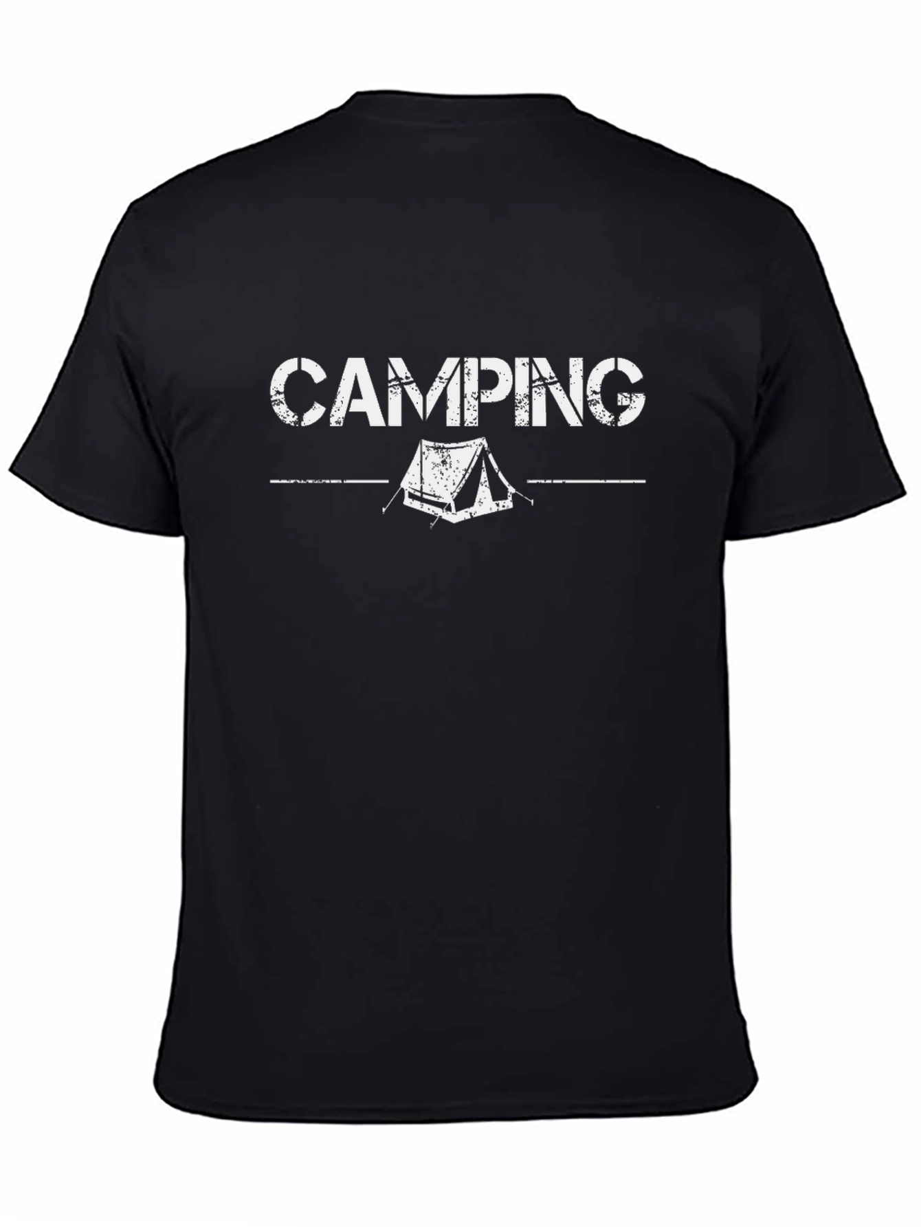 Camping Tent Graphic Tee - Black Cotton T-Shirt