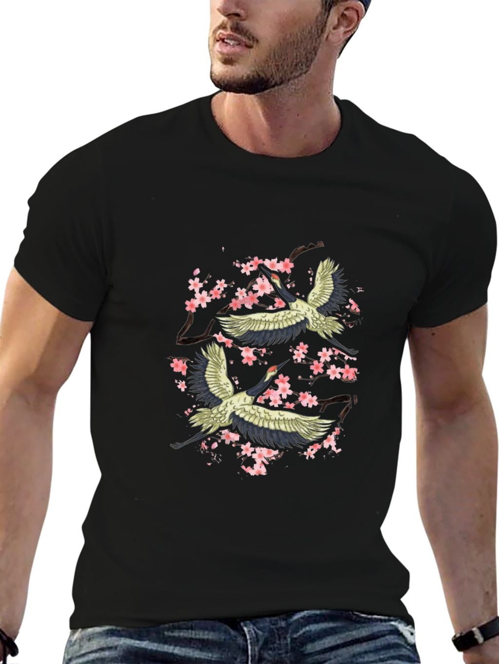 Crane & Cherry Blossom Graphic Tee