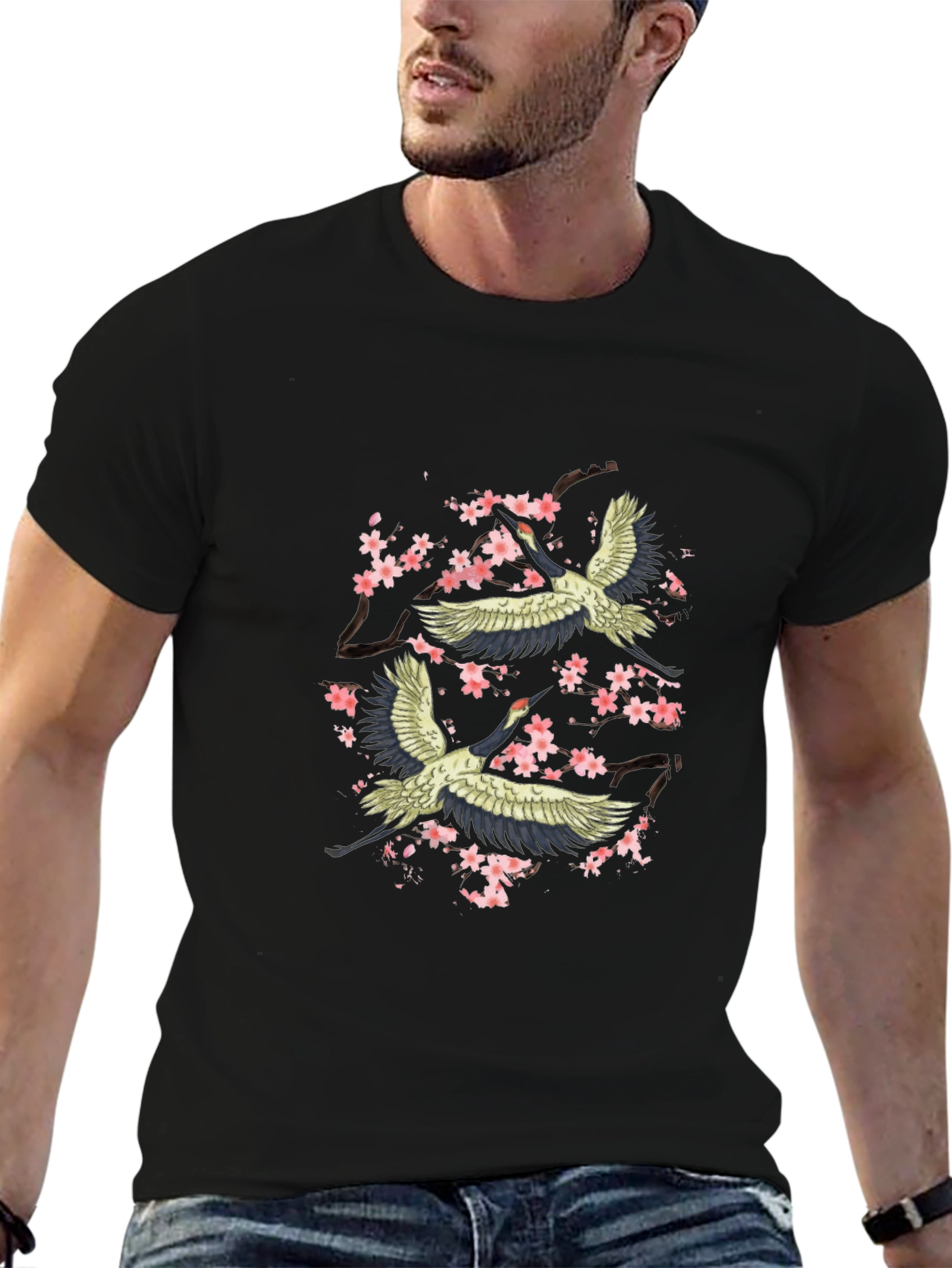 Crane & Cherry Blossom Graphic Tee