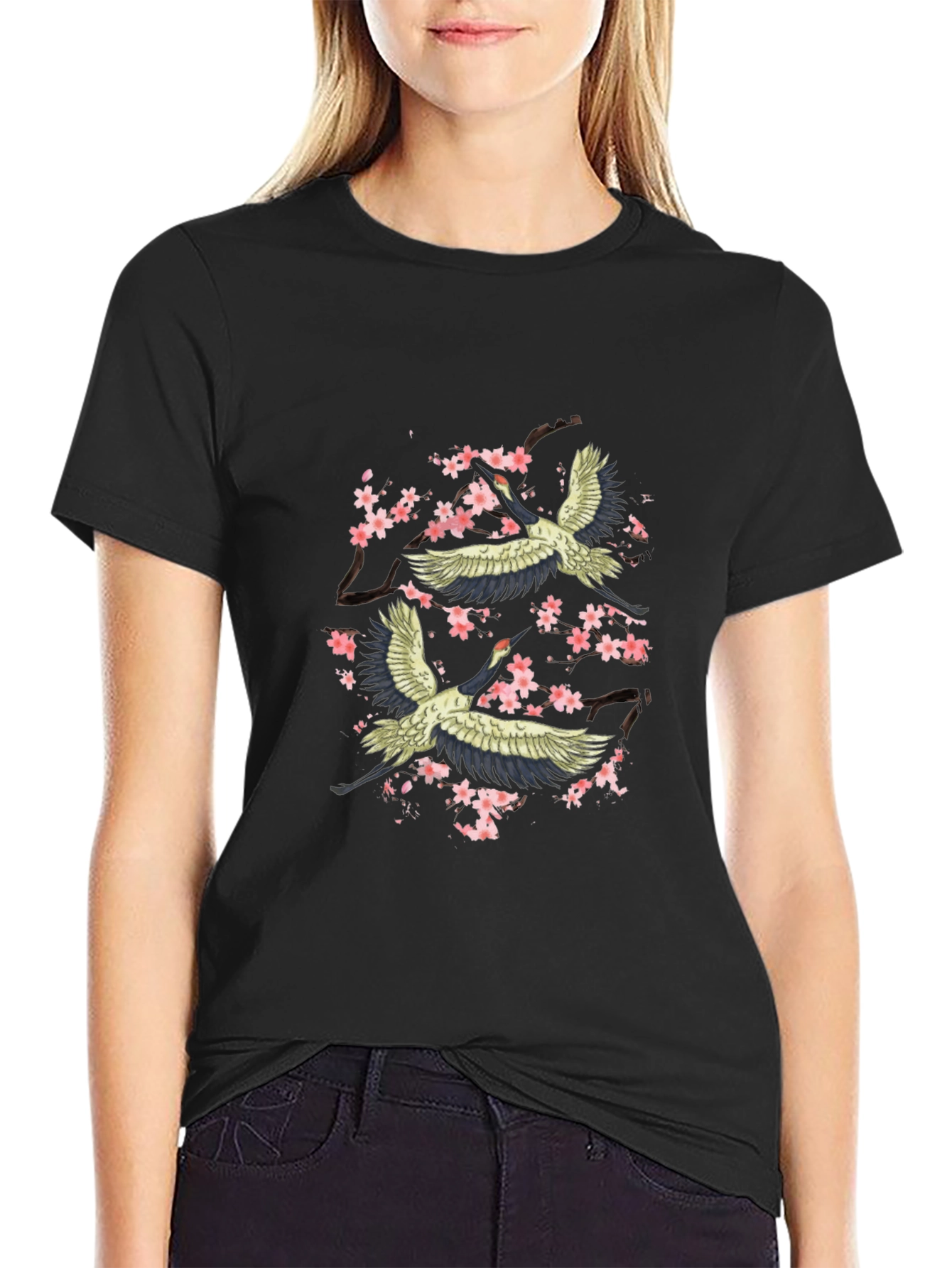 Crane & Cherry Blossom Graphic Tee