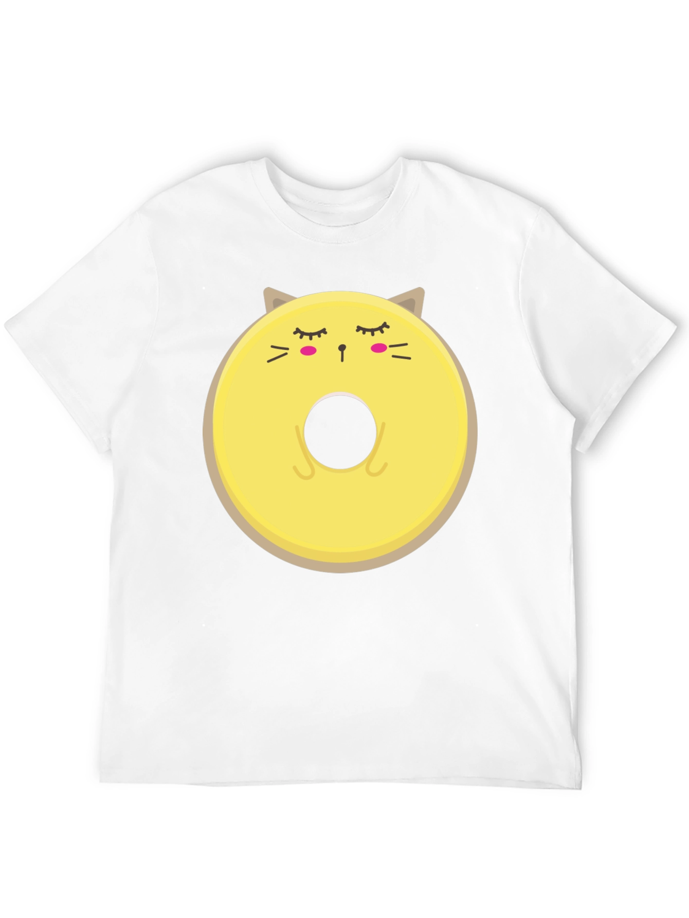 Cute Cat Donut Graphic Tee - Mens Black T-Shirt