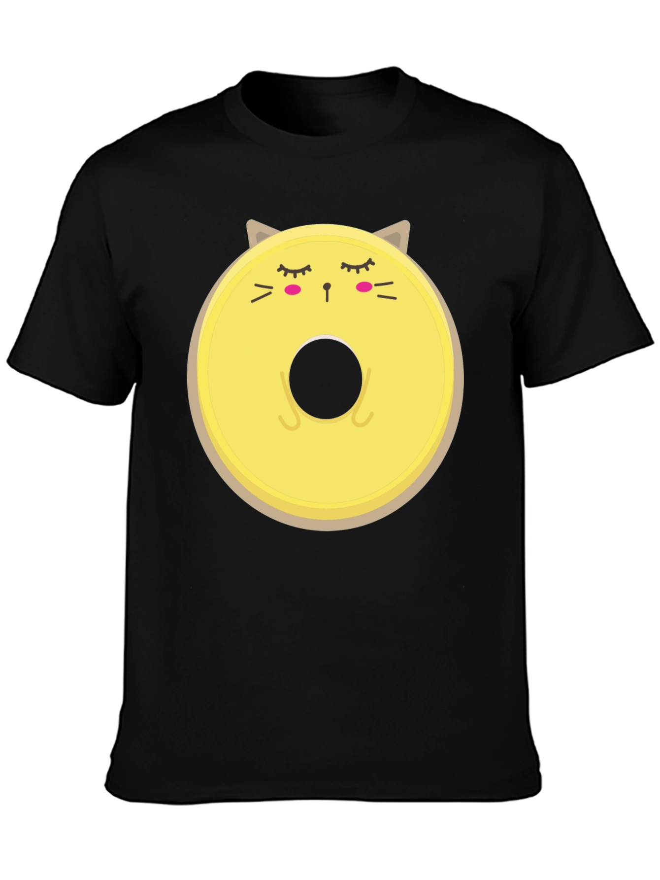 Cute Cat Donut Graphic Tee - Mens Black T-Shirt