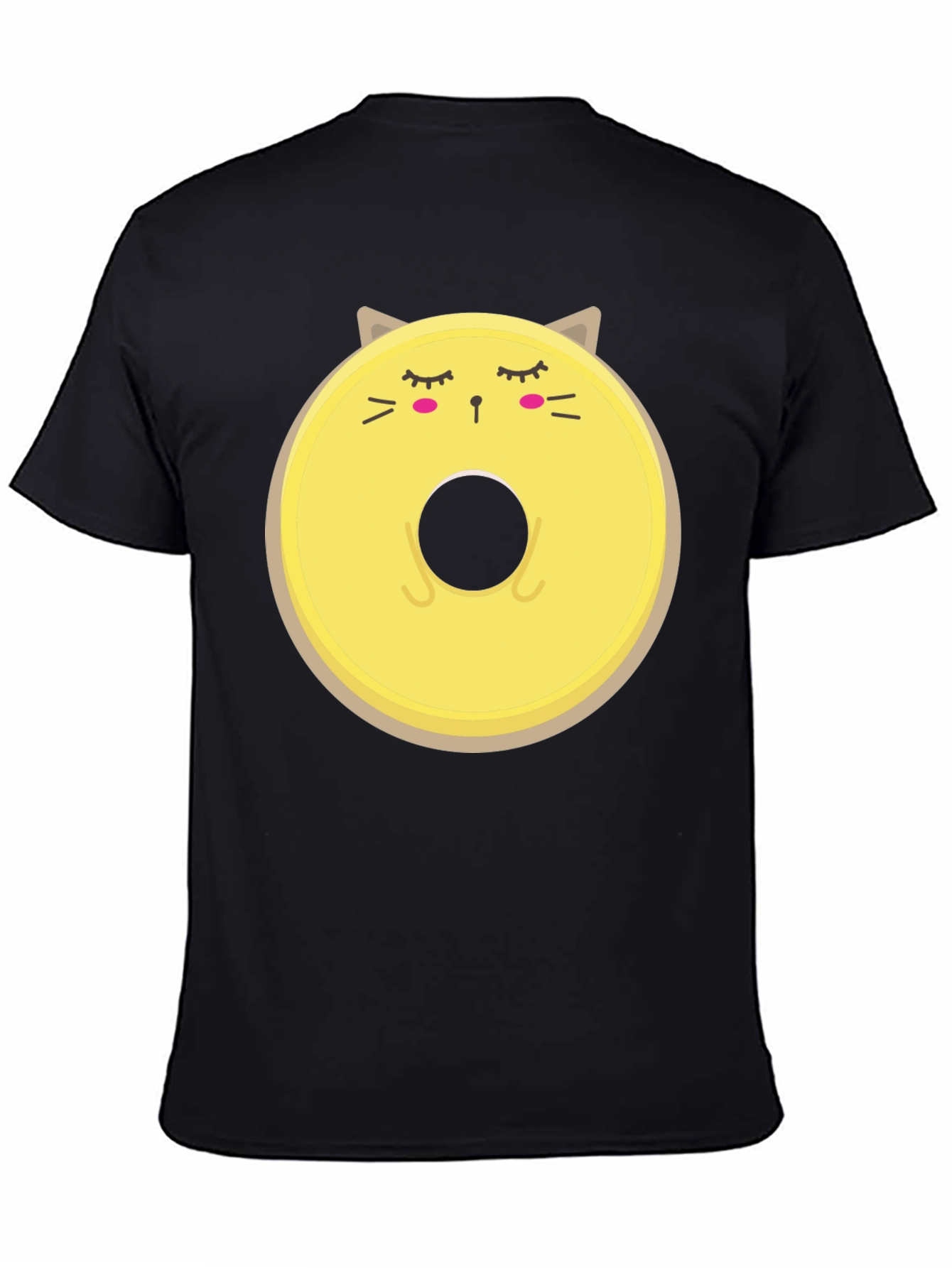 Cute Cat Donut Graphic Tee - Mens Black T-Shirt