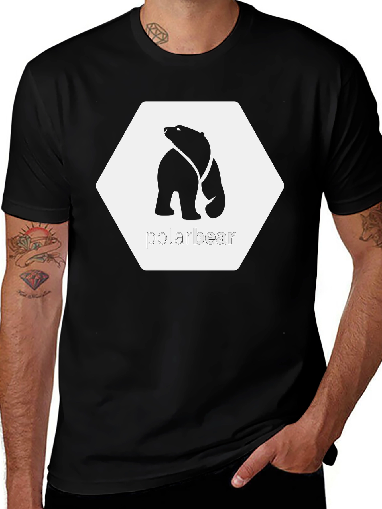 Cool Polar Bear Graphic Tee - Black Cotton T-Shirt
