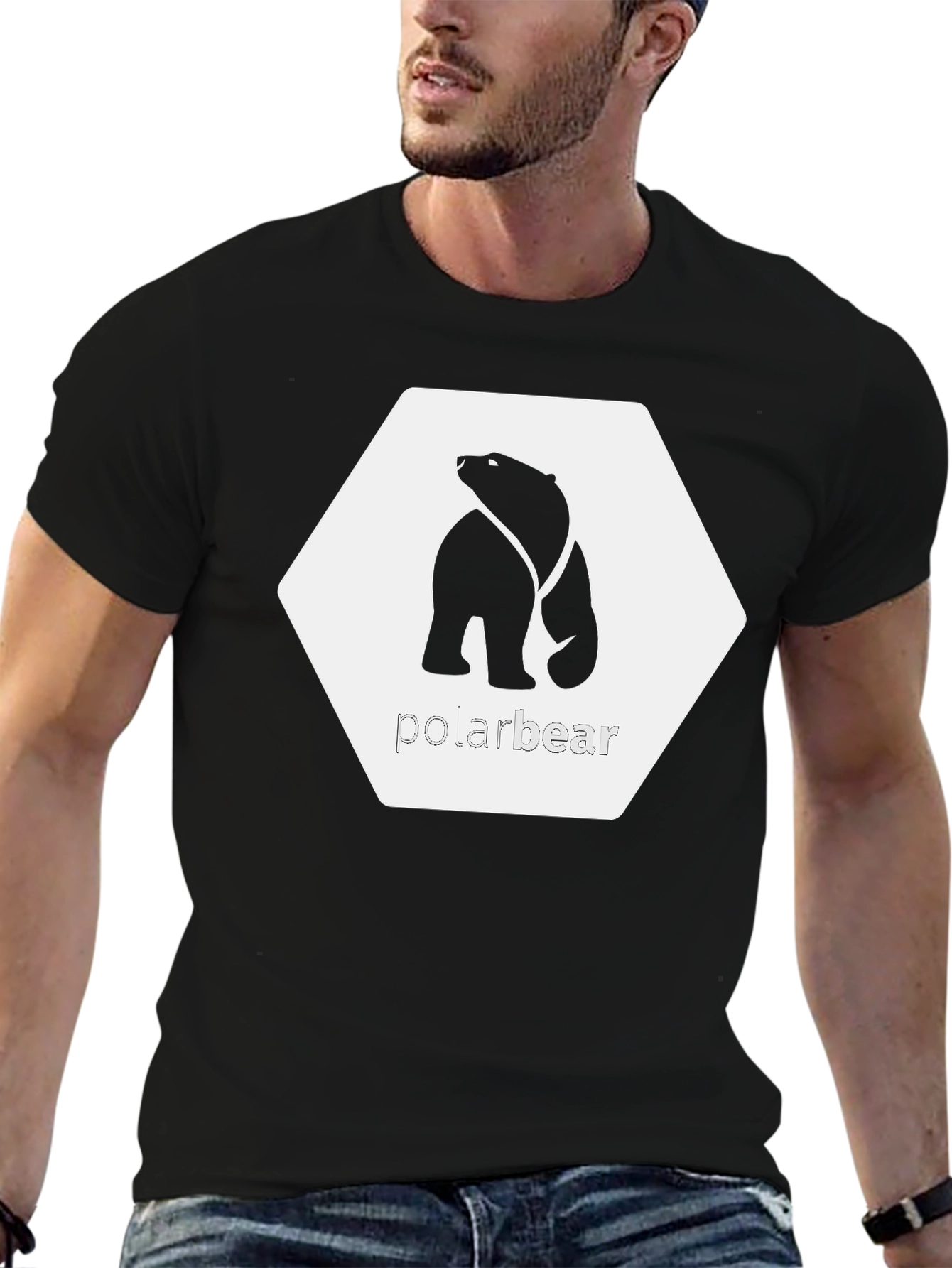 Cool Polar Bear Graphic Tee - Black Cotton T-Shirt