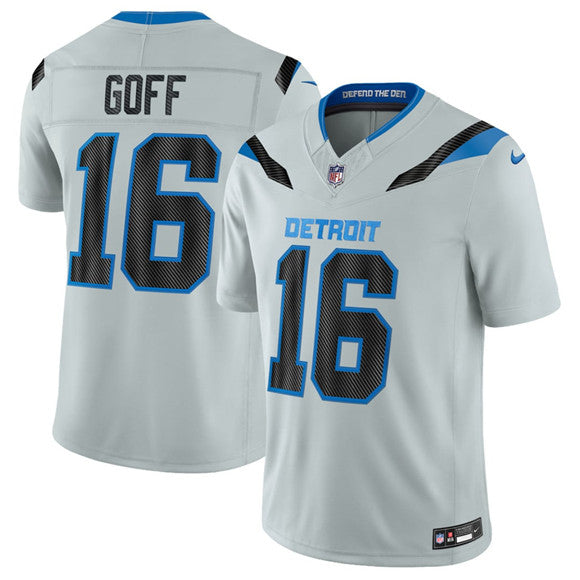 Men's Detroit Lions #16 Jared Goff Silver 2026 F.U.S.E. Rivalries Collection Limited Football Stitched Jersey