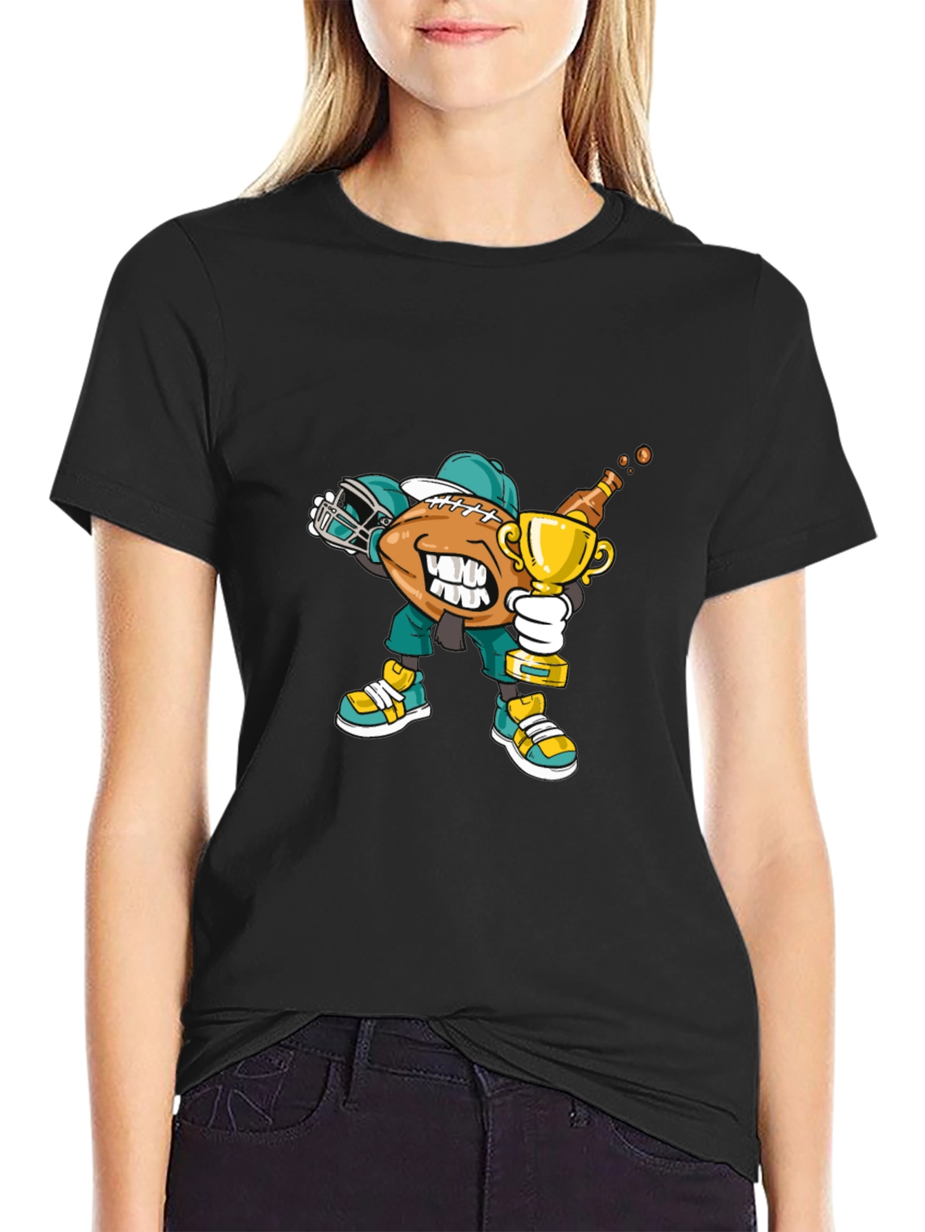 Football Dab Trophy Graphic Tee - Black