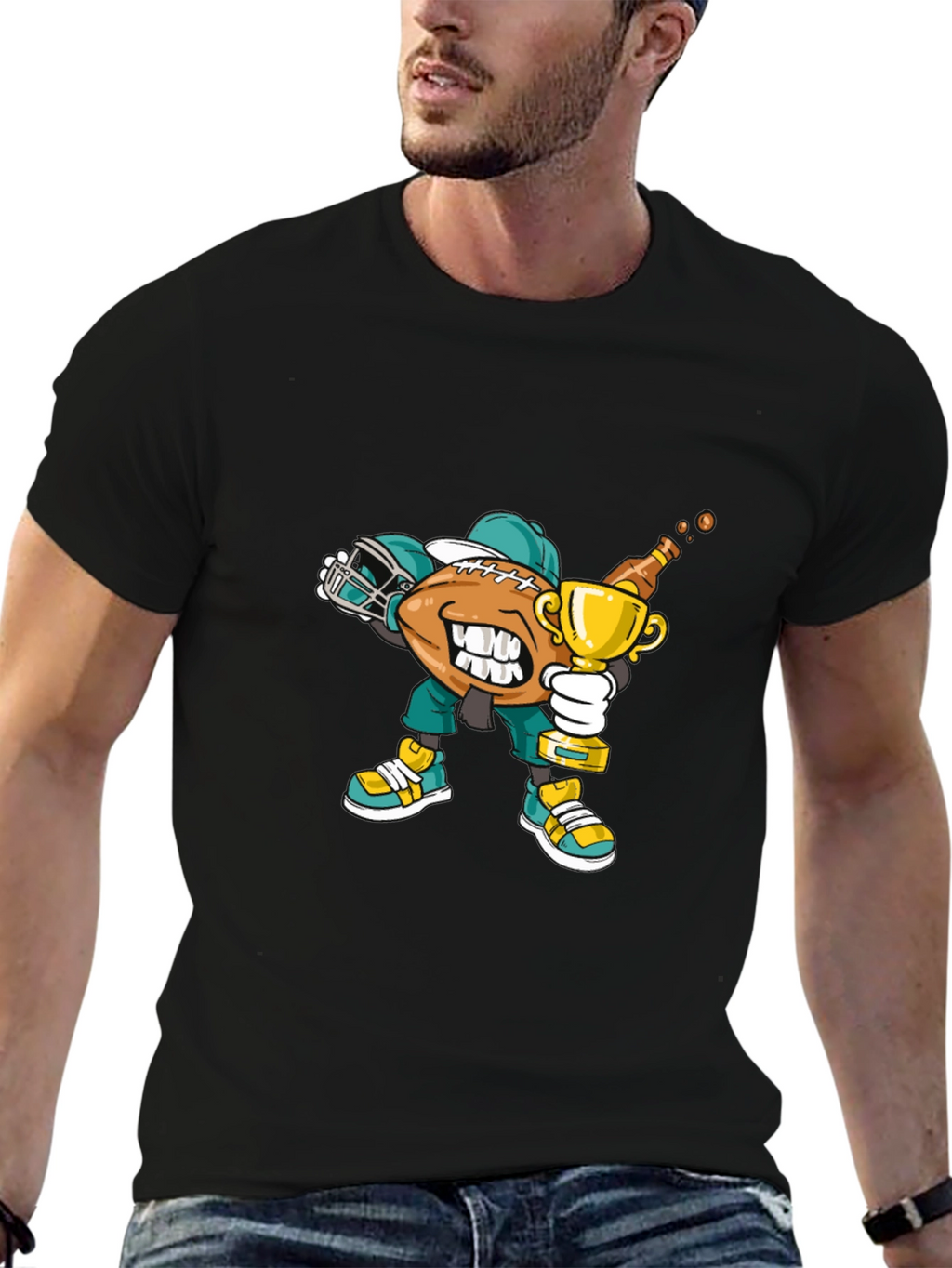 Football Dab Trophy Graphic Tee - Black