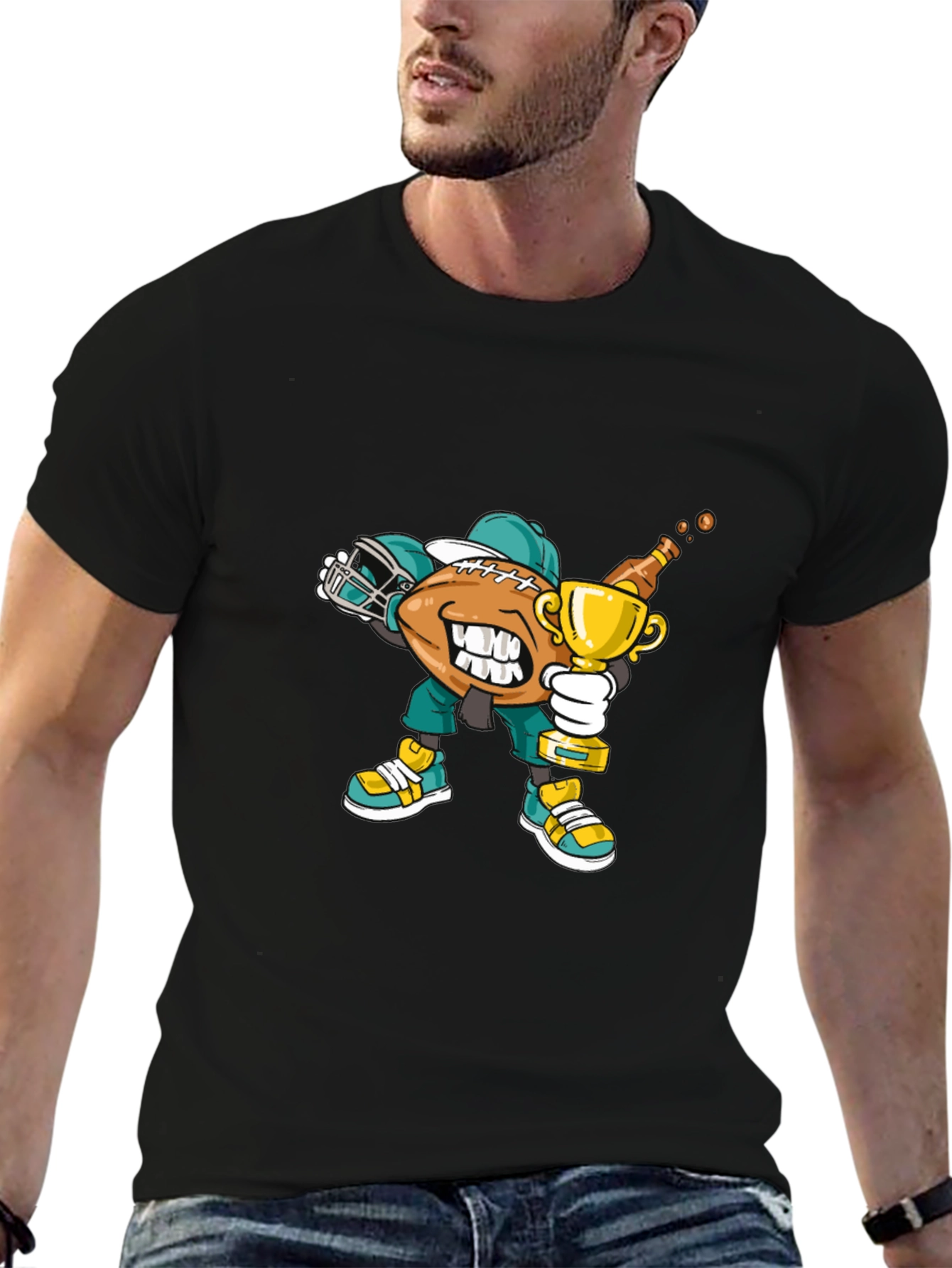 Football Dab Trophy Graphic Tee - Black